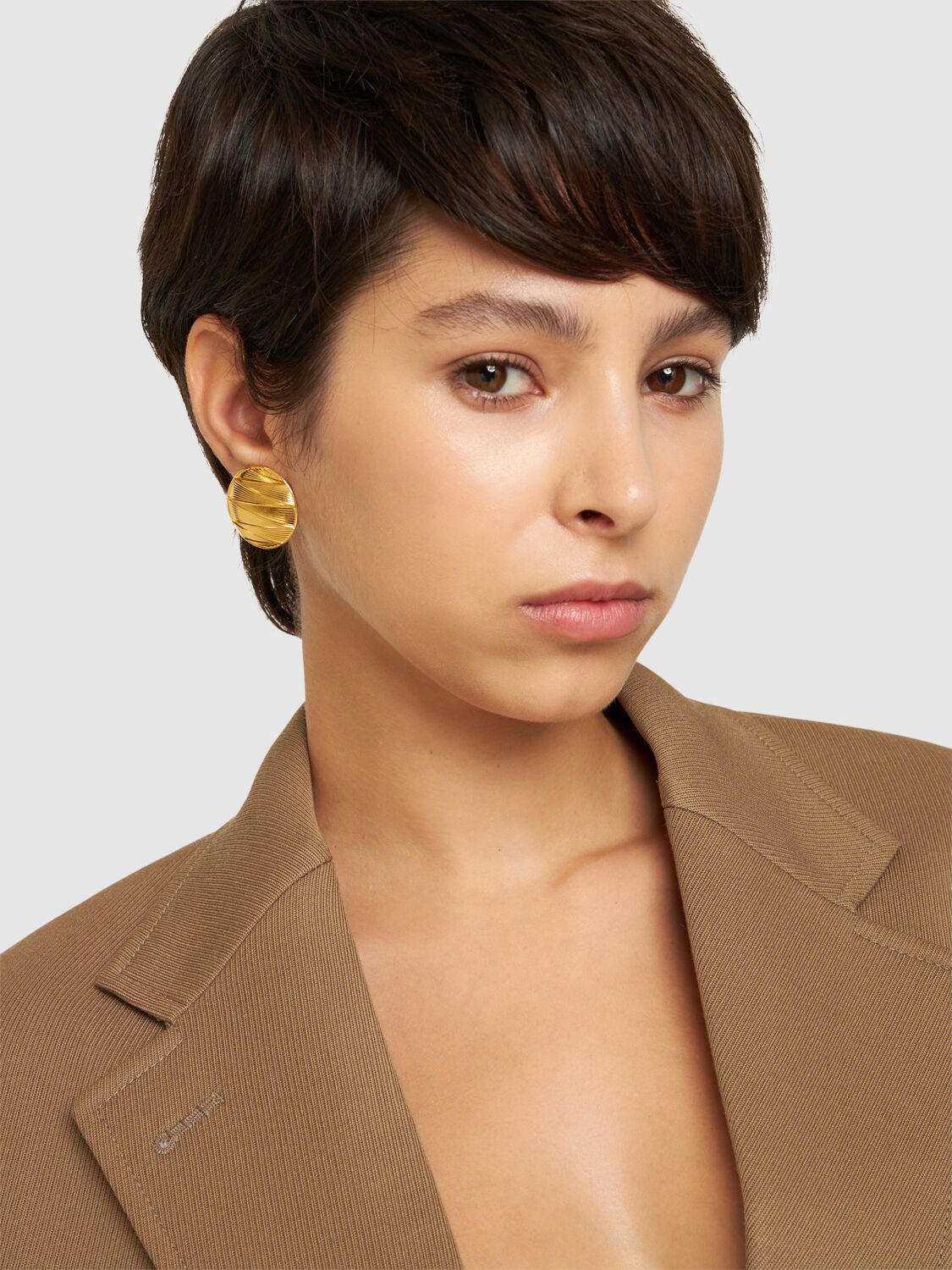 Shop D'estree Sonia Geometric Stud Earrings In Gold