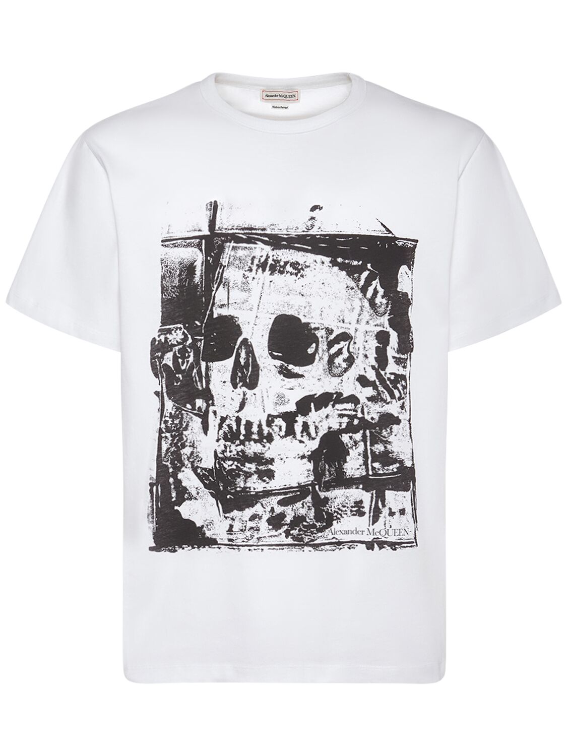 Image of Fold Skull Printed Cotton T-shirt