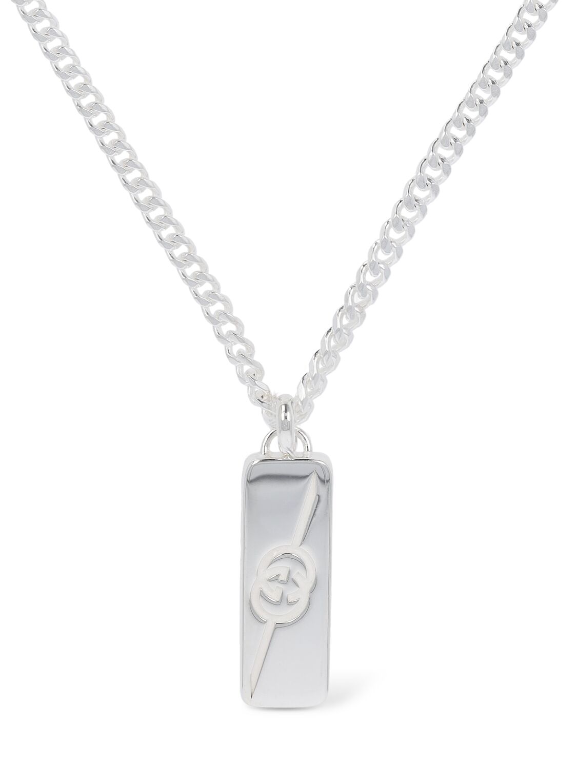 Image of Gucci Tag Sterling Silver Necklace