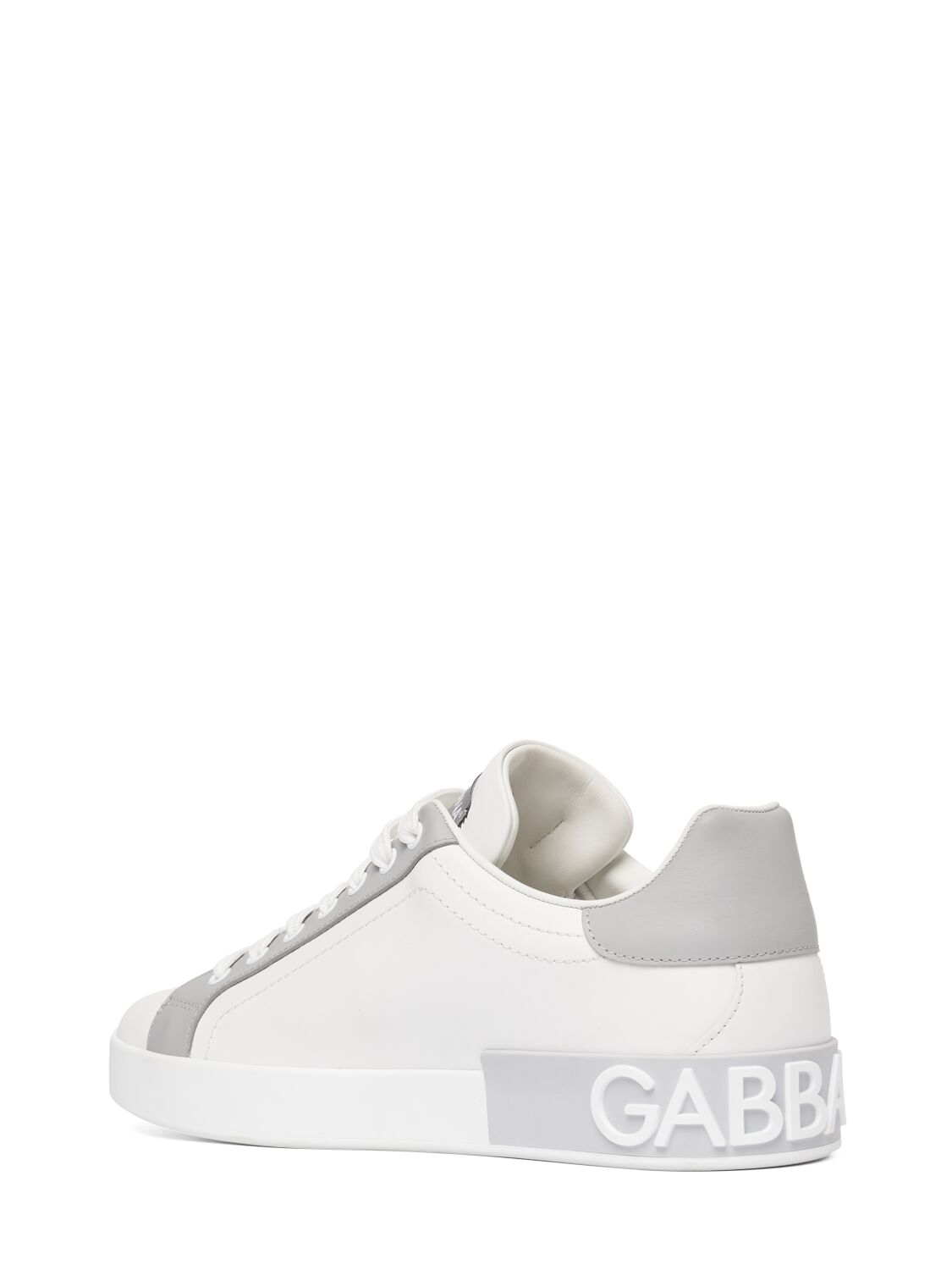 Shop Dolce & Gabbana Portofino Low Top Leather Sneakers In White