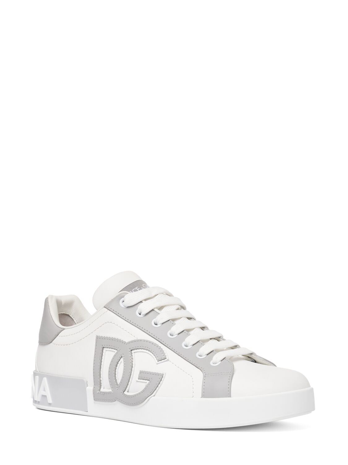 Shop Dolce & Gabbana Portofino Low Top Leather Sneakers In White