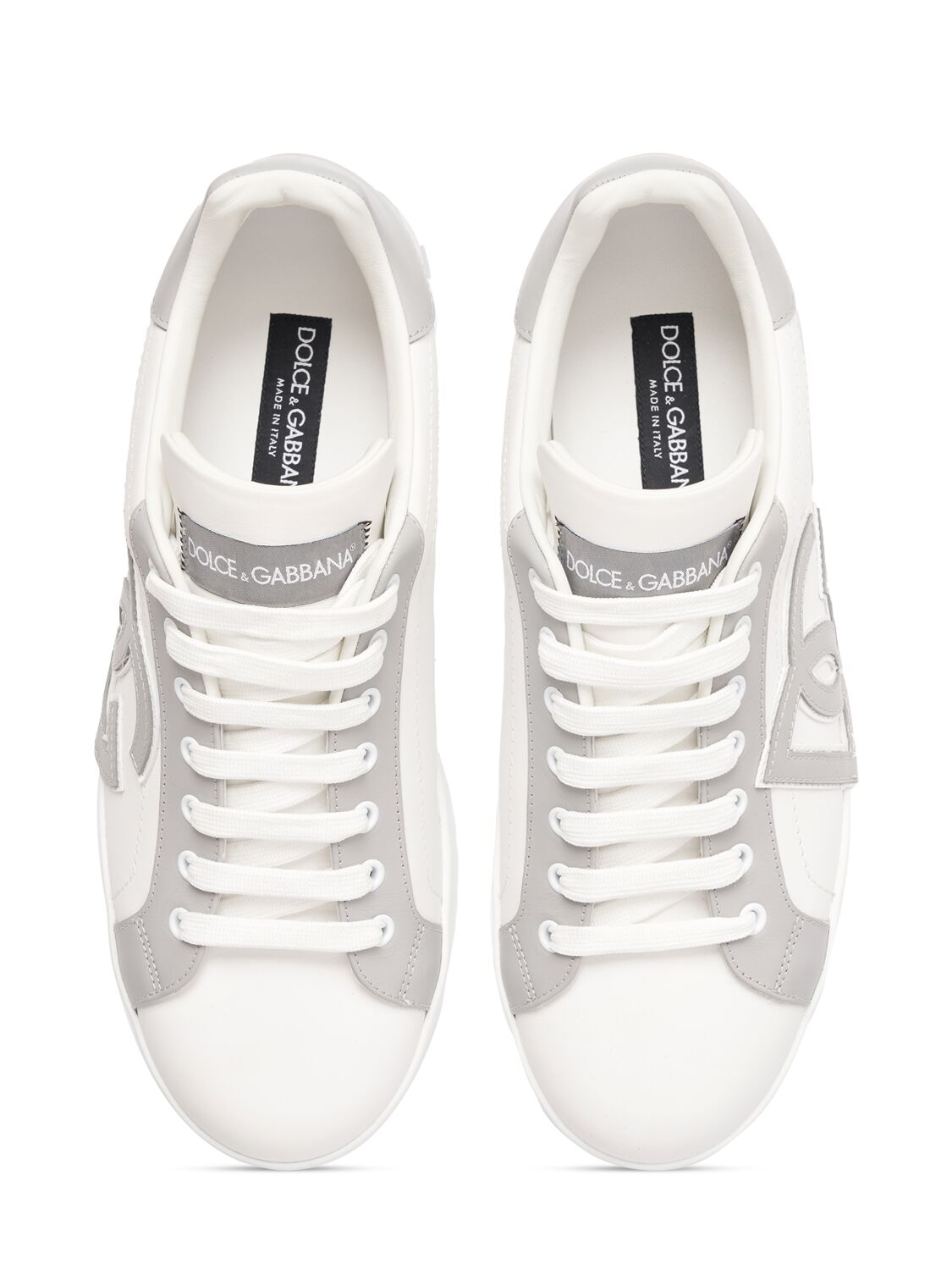 Shop Dolce & Gabbana Portofino Low Top Leather Sneakers In White