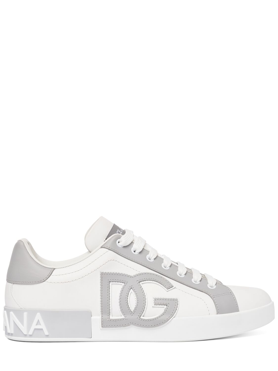 Dolce & Gabbana Portofino Low Top Leather Sneakers In White
