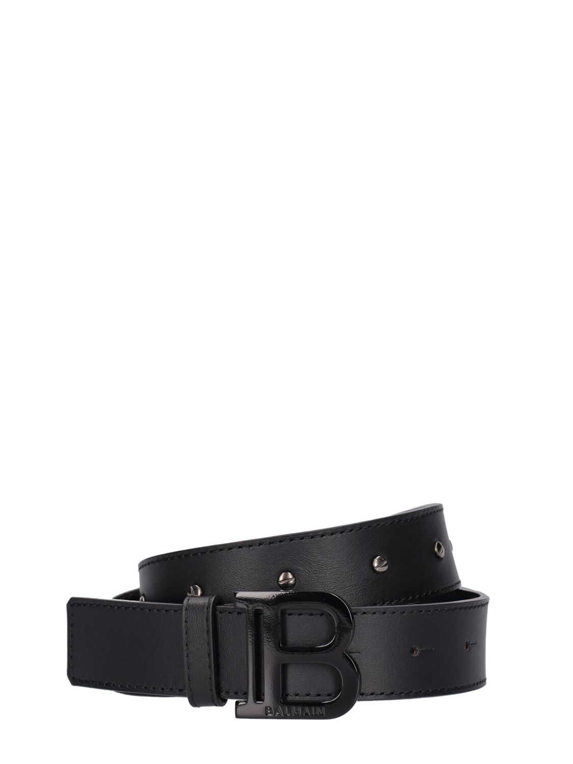 Balmain Kids' B Logo Leather Belt In Black