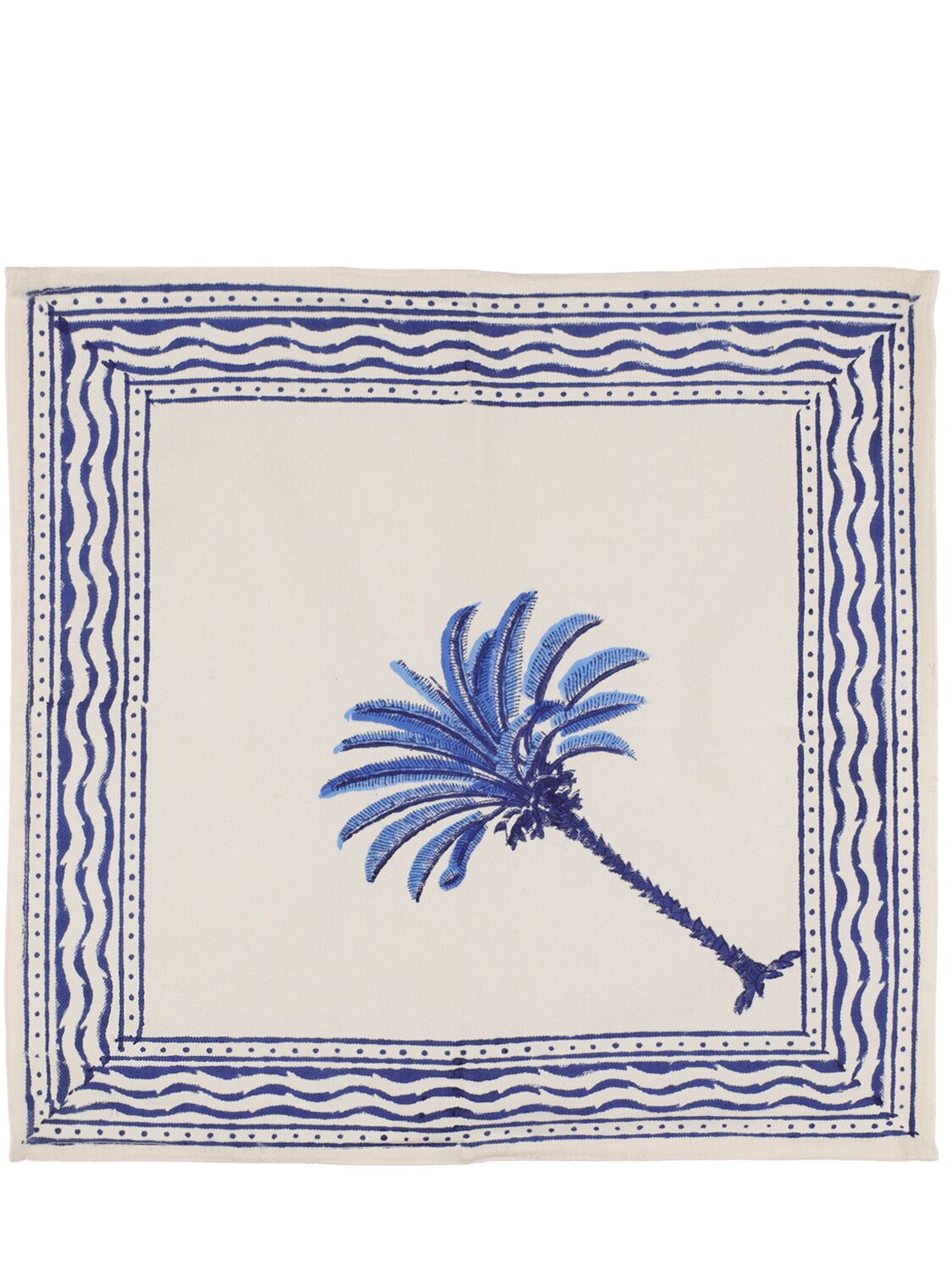 Les Ottomans Set Of 4 Handprinted Cotton Napkins In Blue