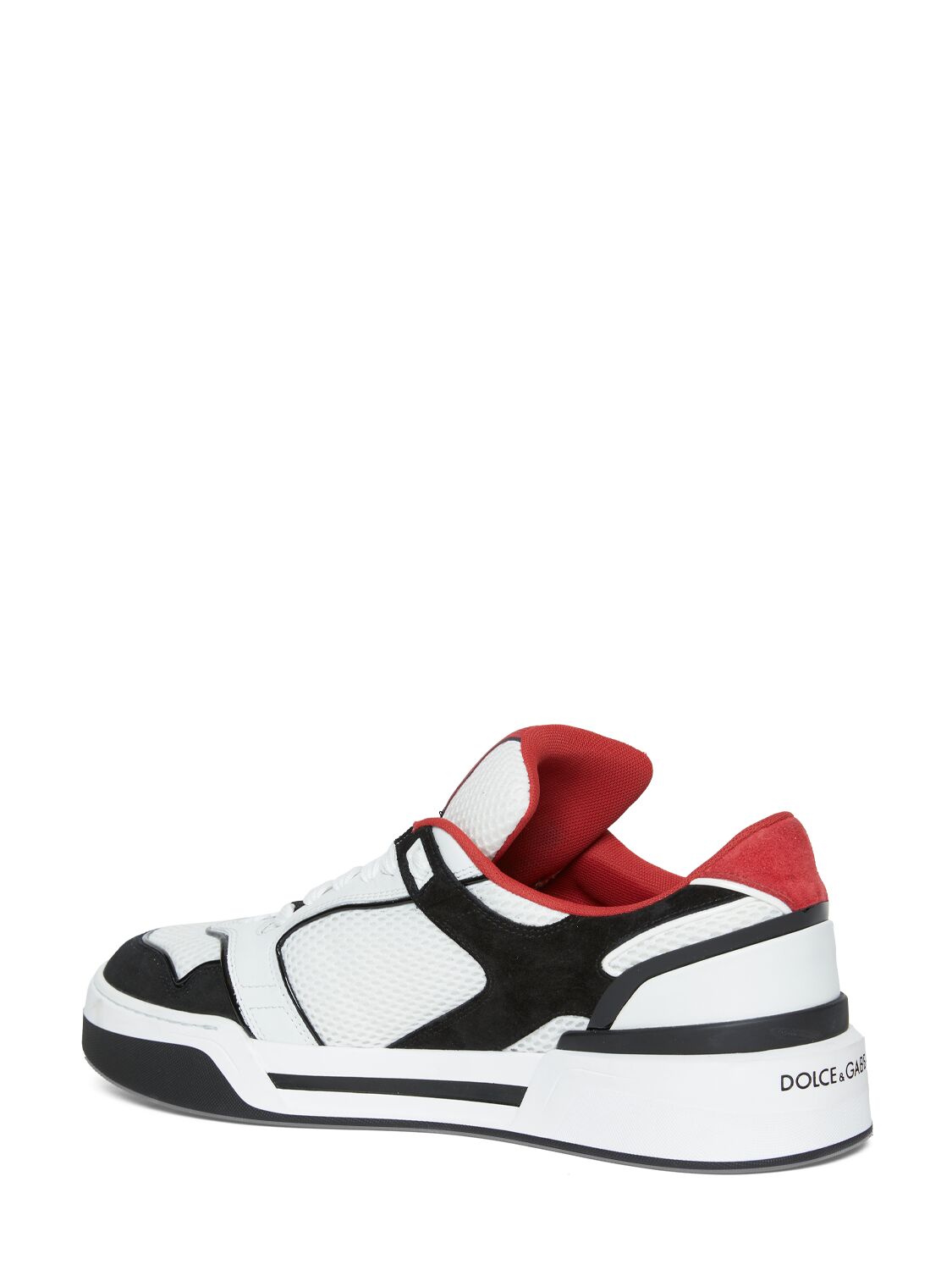 Shop Dolce & Gabbana New Roma Mesh & Suede Sneakers In Black,white