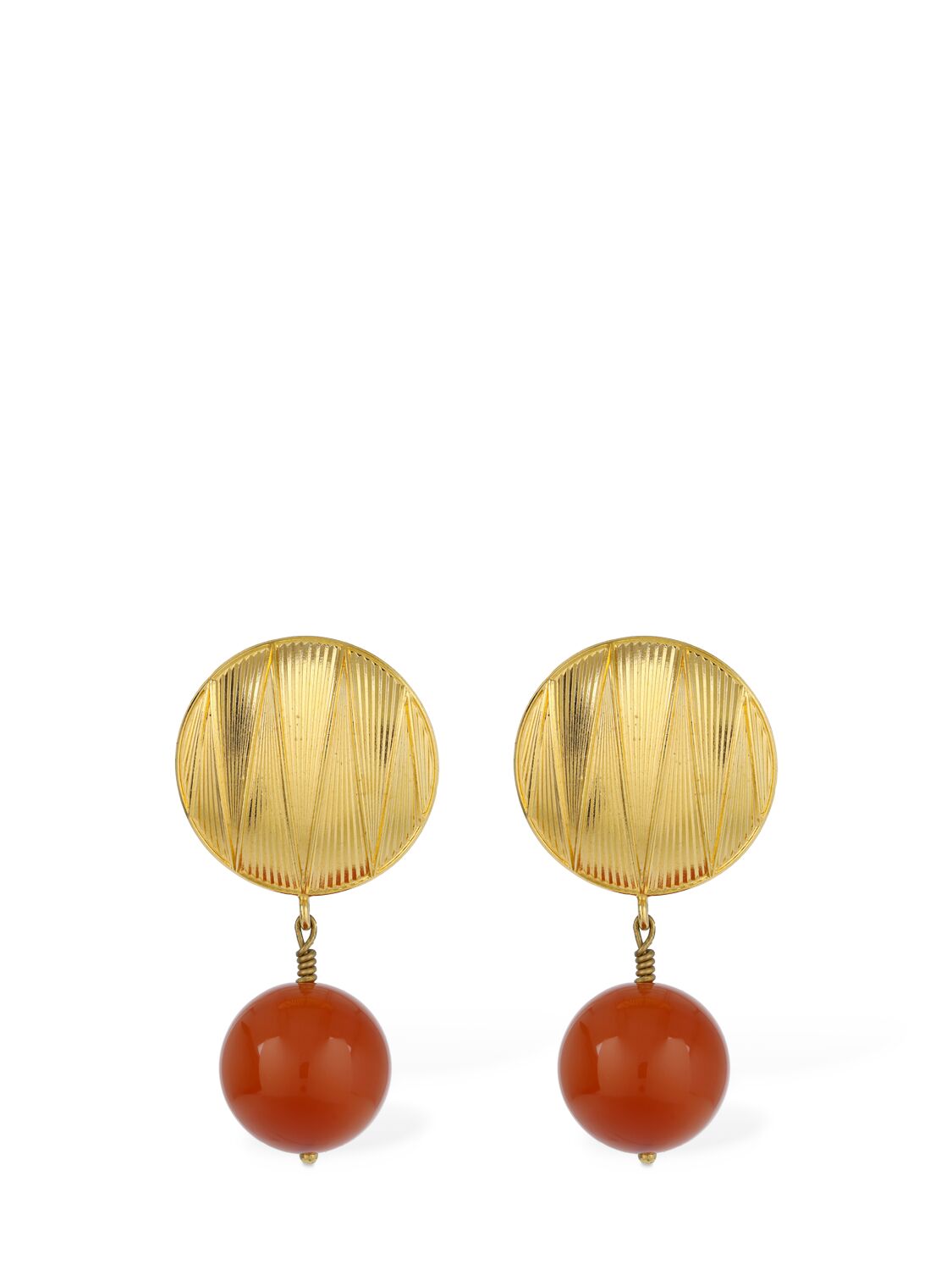 D'estree Sonia Geometric Stone Earrings In Gold,orange