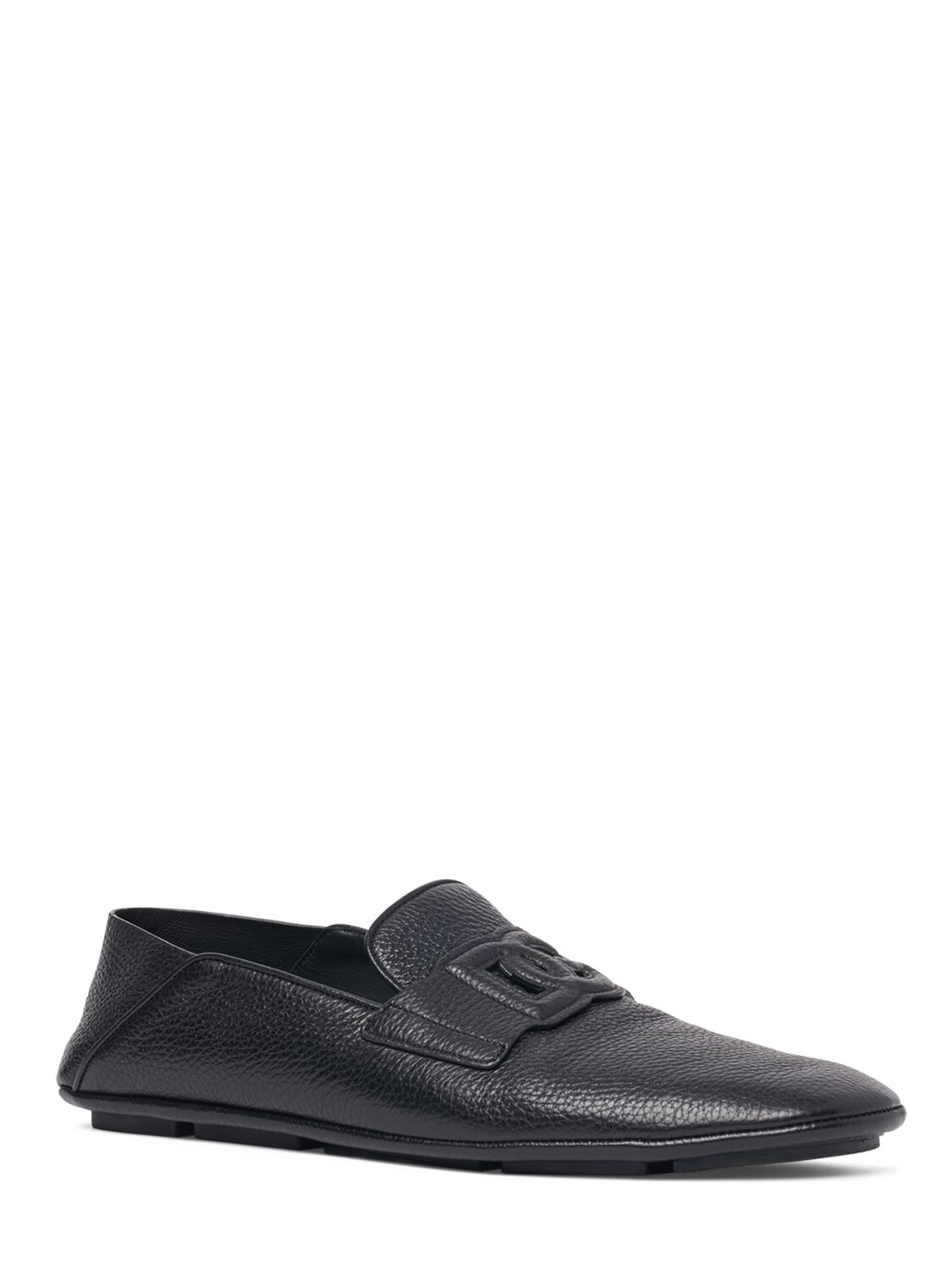 Shop Dolce & Gabbana Dg Driver Leather Loafer In Black