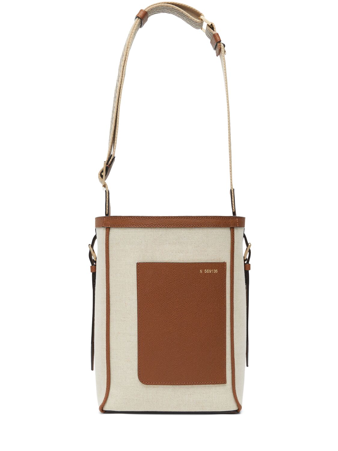 Valextra Small Bucket Canvas Tote Bag In Brown,neutro