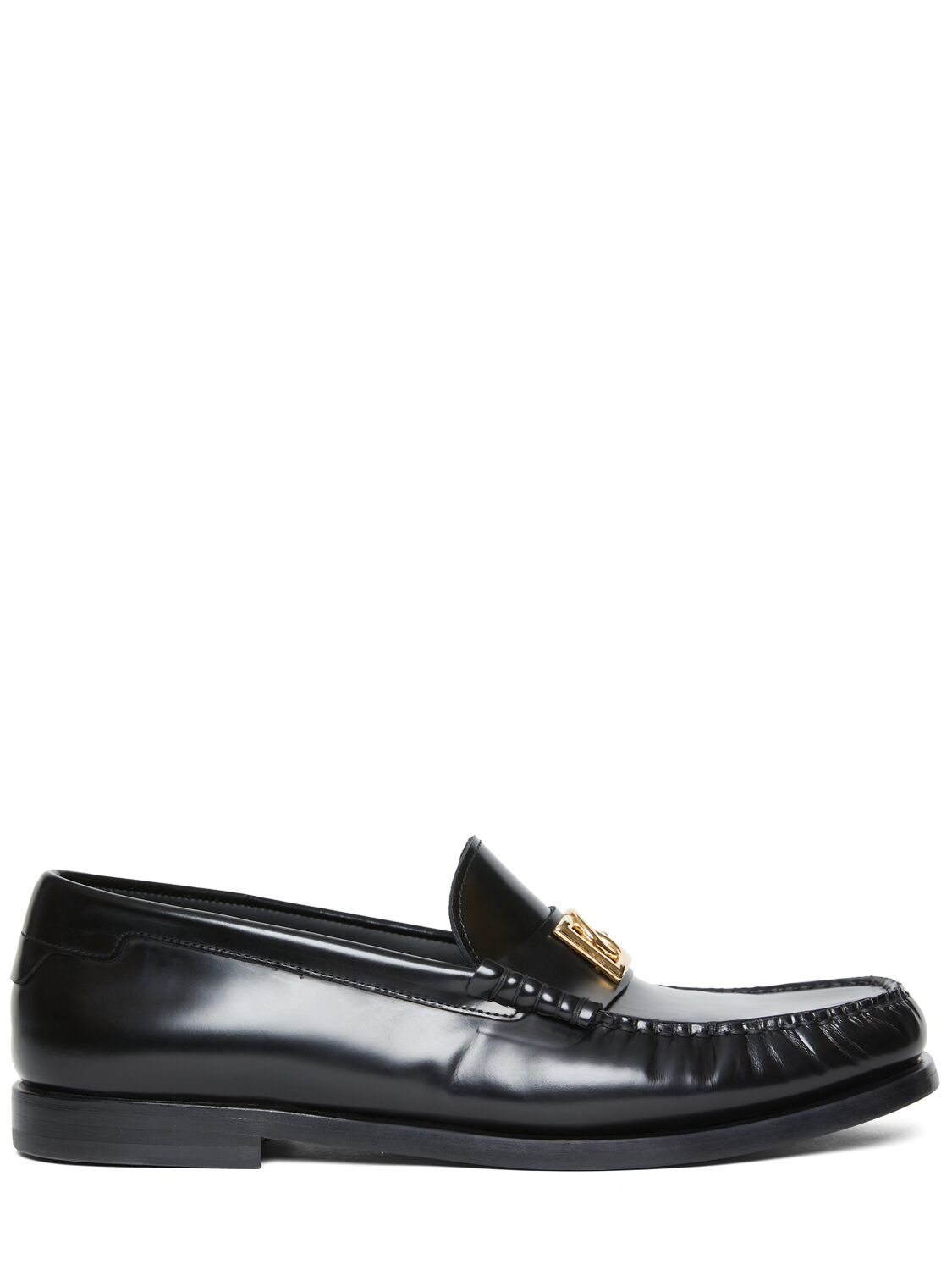 Dolce & Gabbana City Blanco Leather Loafers In Black
