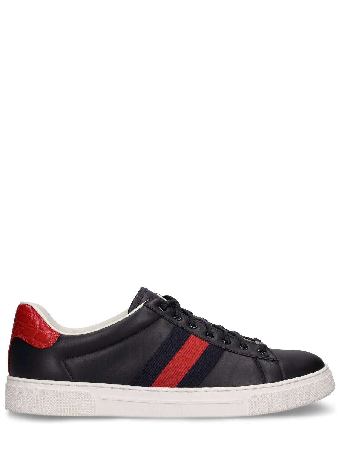 Shop Gucci Ace Leather Sneakers In Black,multi
