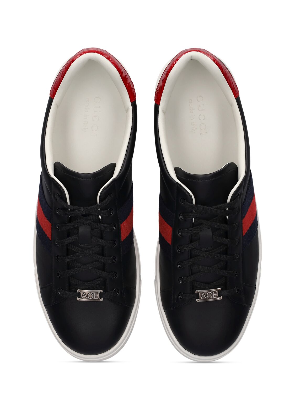 Shop Gucci Ace Leather Sneakers In Black,multi