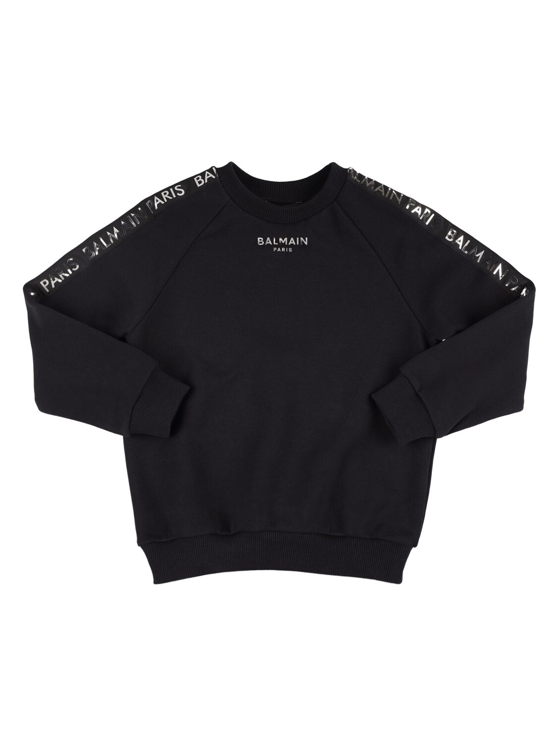 Balmain Kids' Organic Cotton Sweatshirt In Black
