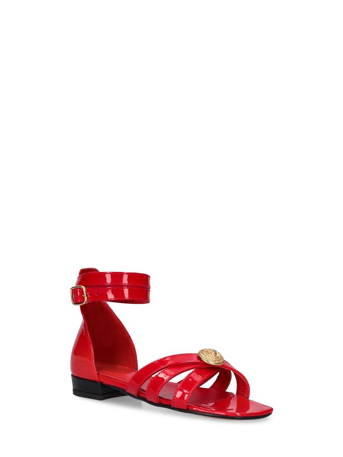 Shop Balmain Painted Leather Sandals In Red