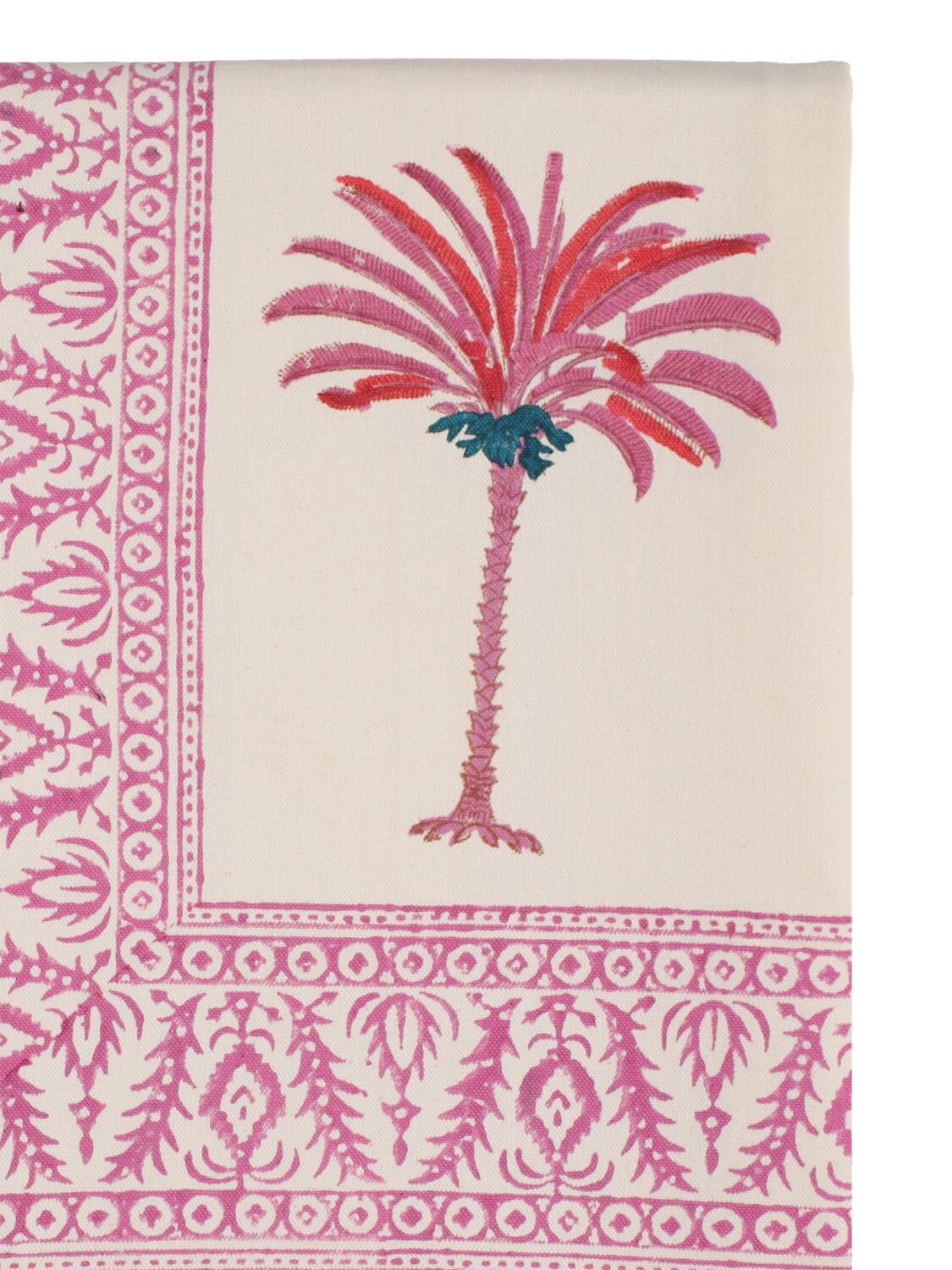 Shop Les Ottomans Handprinted Cotton Tablecloth In Pink