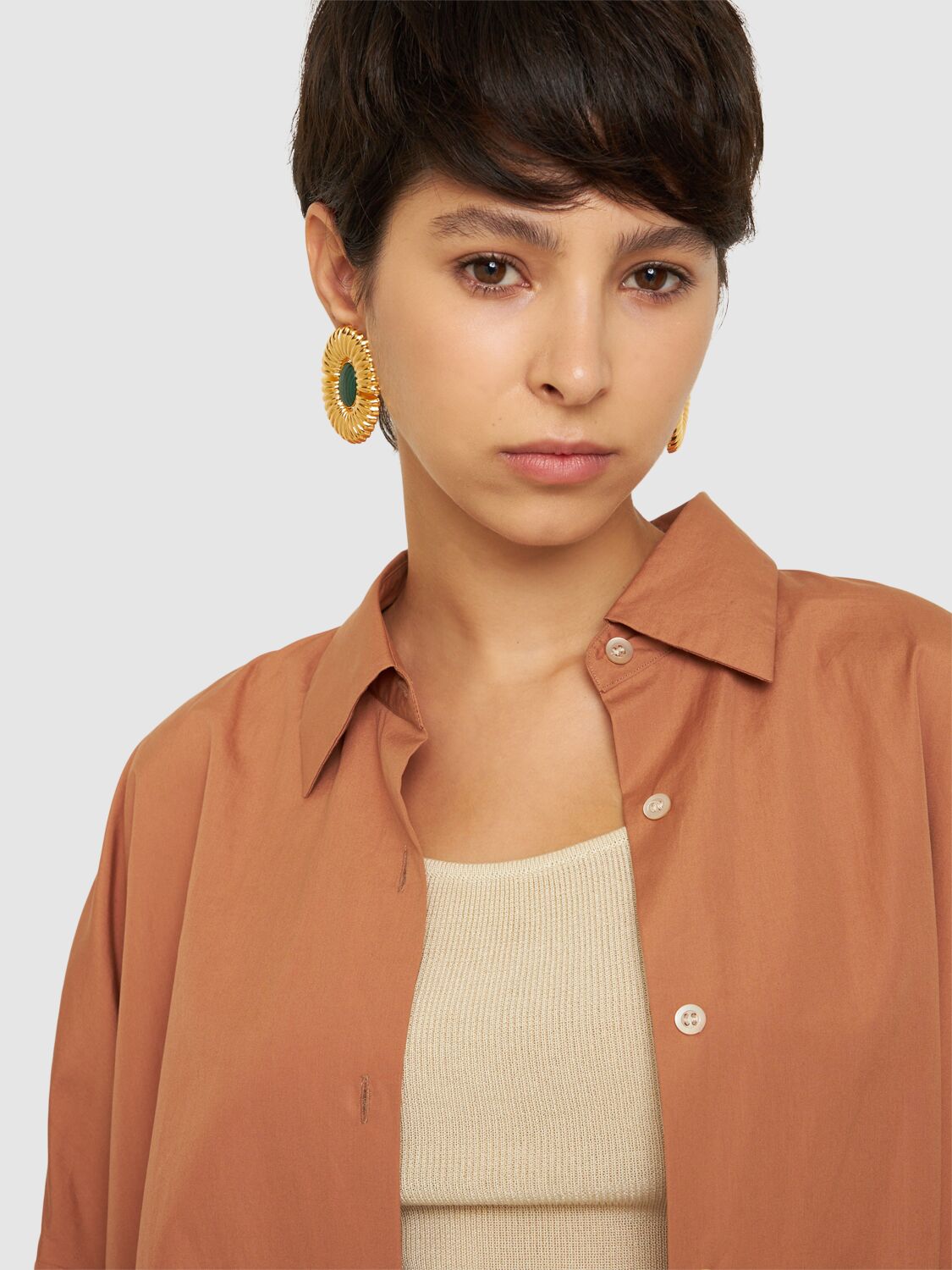Shop D'estree Sonia Sun Stud Earrings In Gold,green
