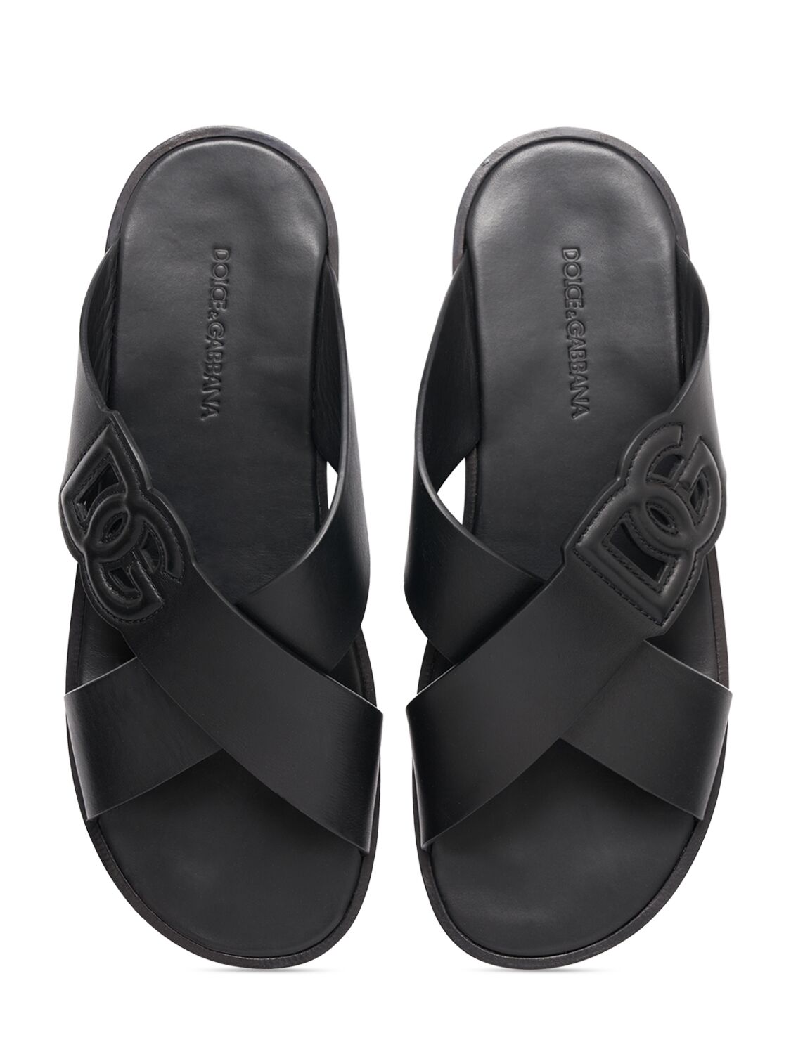 Shop Dolce & Gabbana D&g Leather Sandal In Black