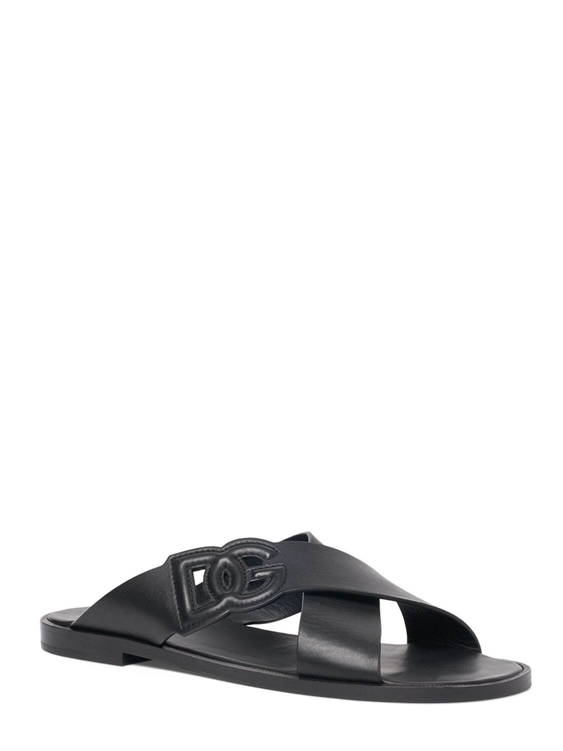 Shop Dolce & Gabbana D&g Leather Sandal In Black
