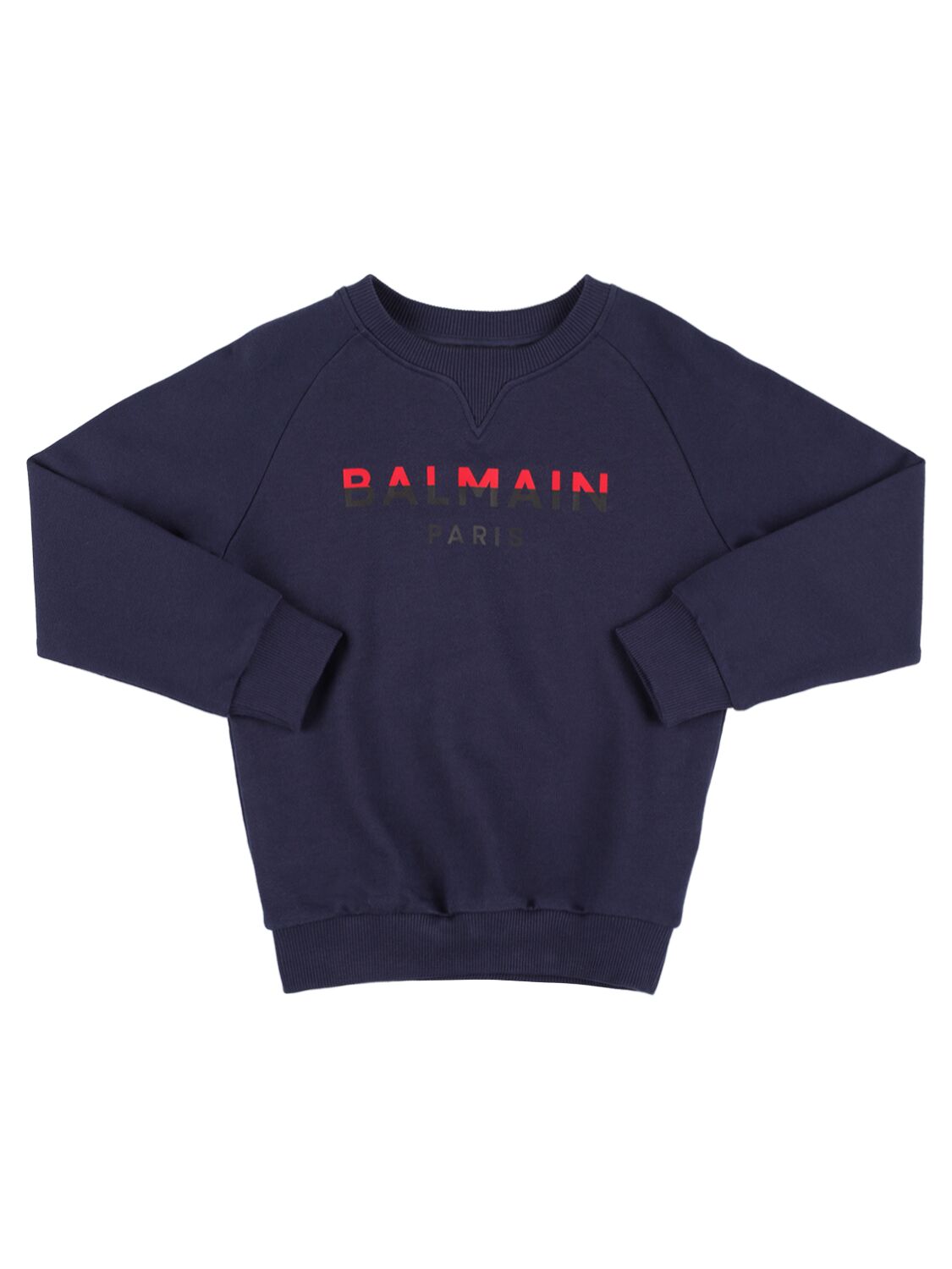 Balmain Kids' Organic Cotton Sweatshirt In Blue
