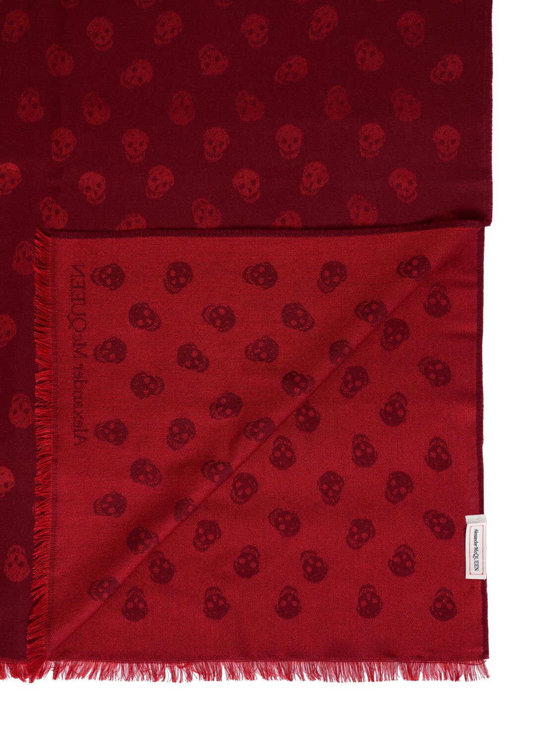 Shop Alexander Mcqueen All Over Skull Wool & Silk Scarf In Red