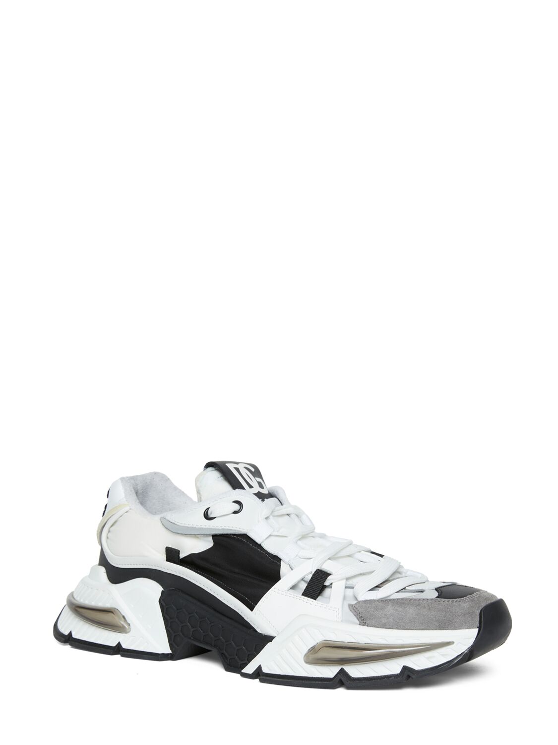 Shop Dolce & Gabbana Airmaster Leather & Suede Sneakers In White,black