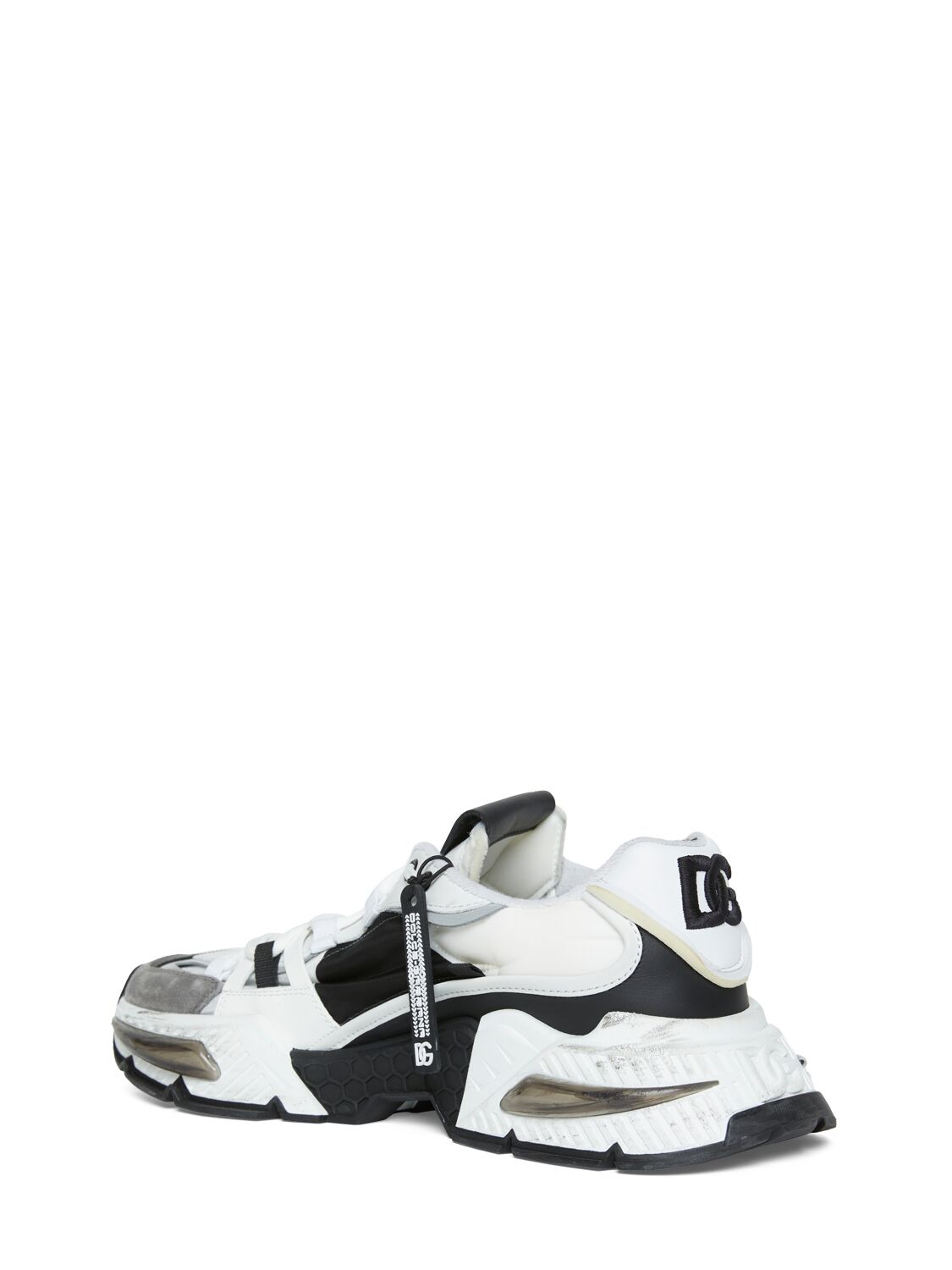 Shop Dolce & Gabbana Airmaster Leather & Suede Sneakers In White,black