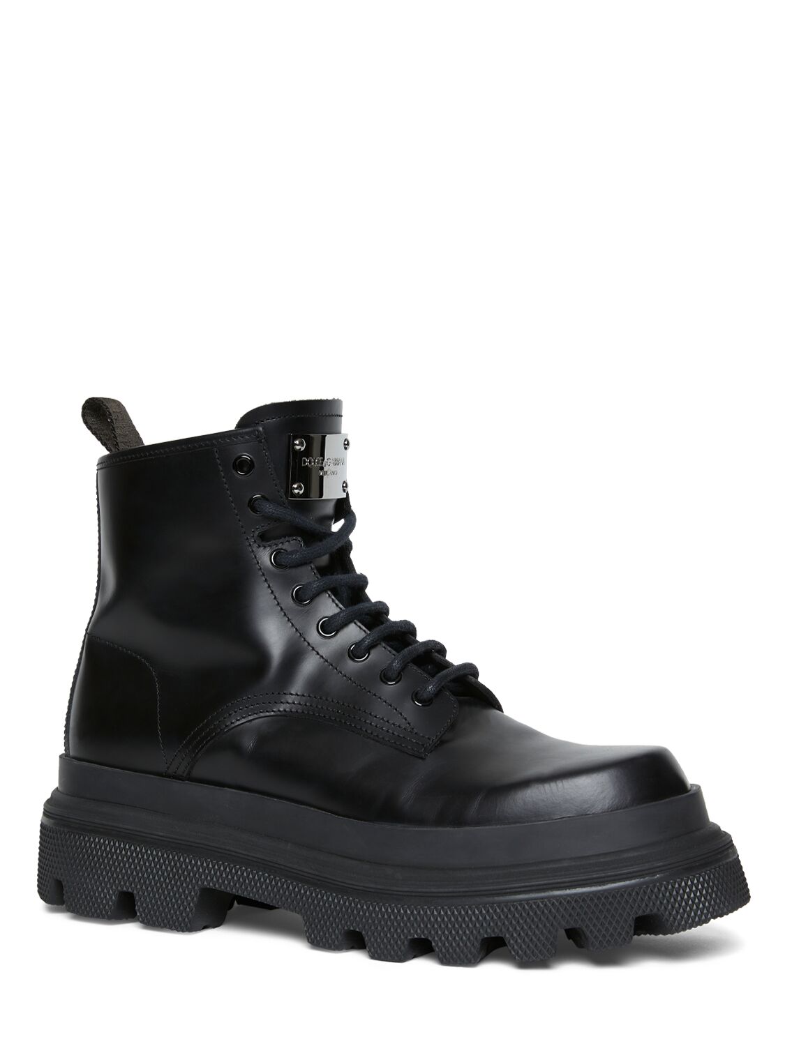 Shop Dolce & Gabbana Leather Combat Boots In Black