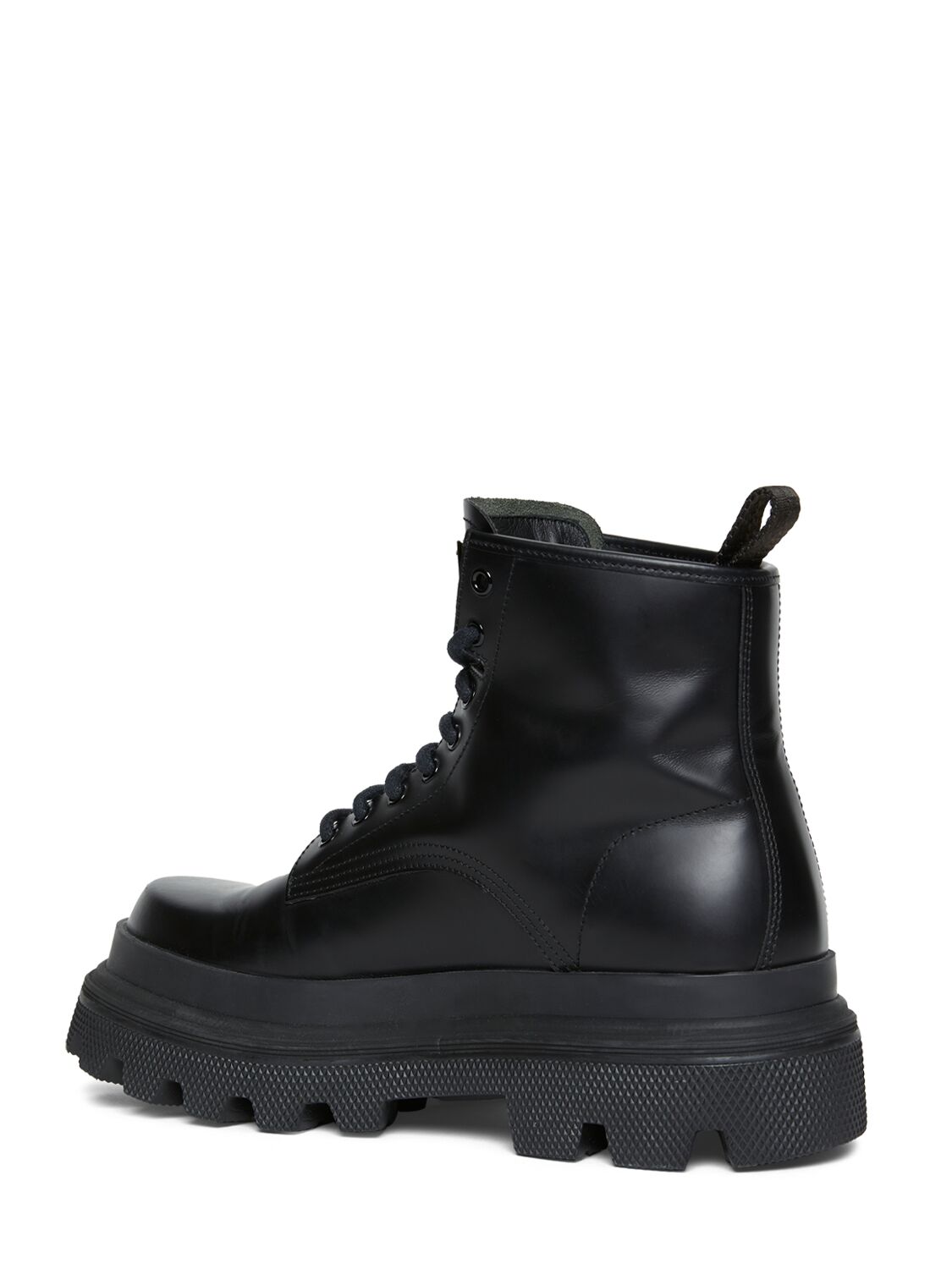 Shop Dolce & Gabbana Leather Combat Boots In Black