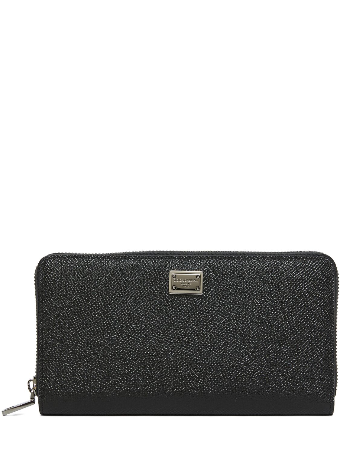 Dolce & Gabbana Dauphine Leather Zip Around Wallet In Black