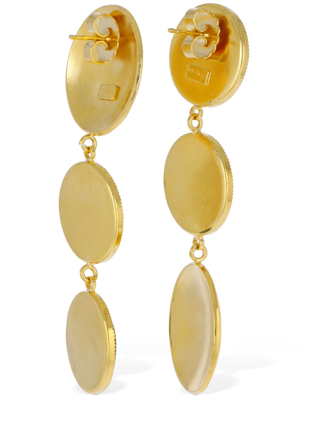 Shop D'estree Sonia Geometric Double Stone Earrings In Gold,multi