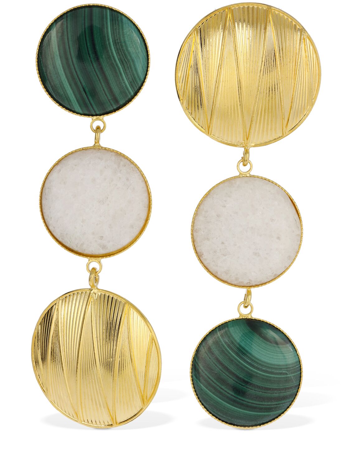 D'estree Sonia Geometric Double Stone Earrings In Gold,multi