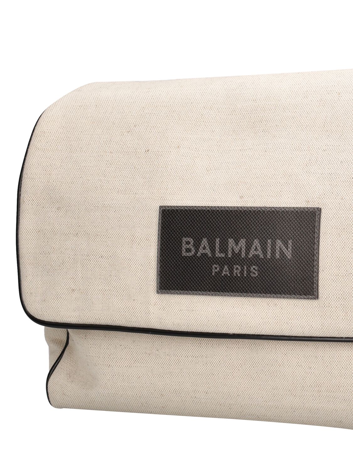 Shop Balmain Cotton Canvas Changing Bag & Mat In Beige