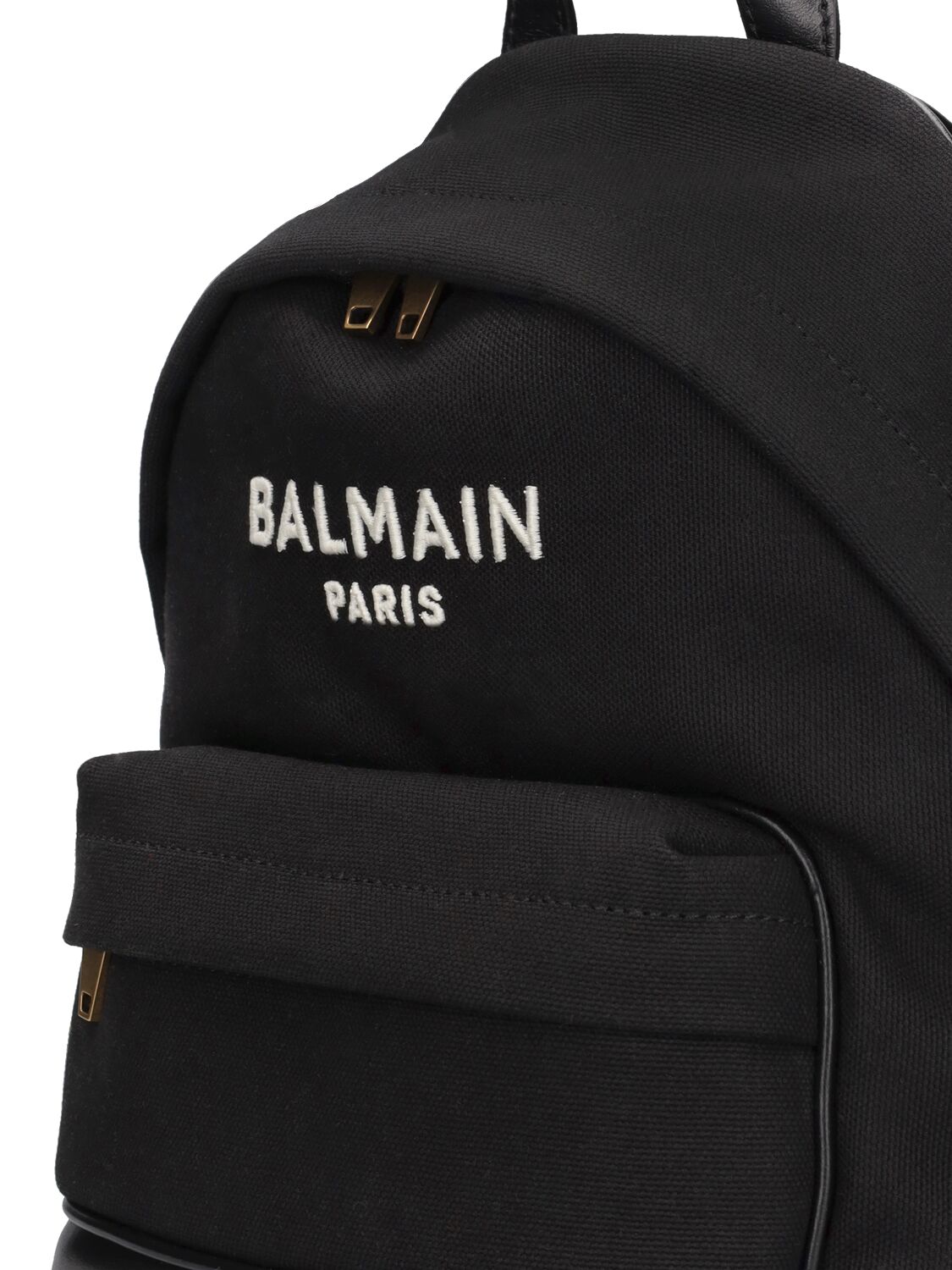 Shop Balmain Cotton Canvas & Leather Backpack In Black