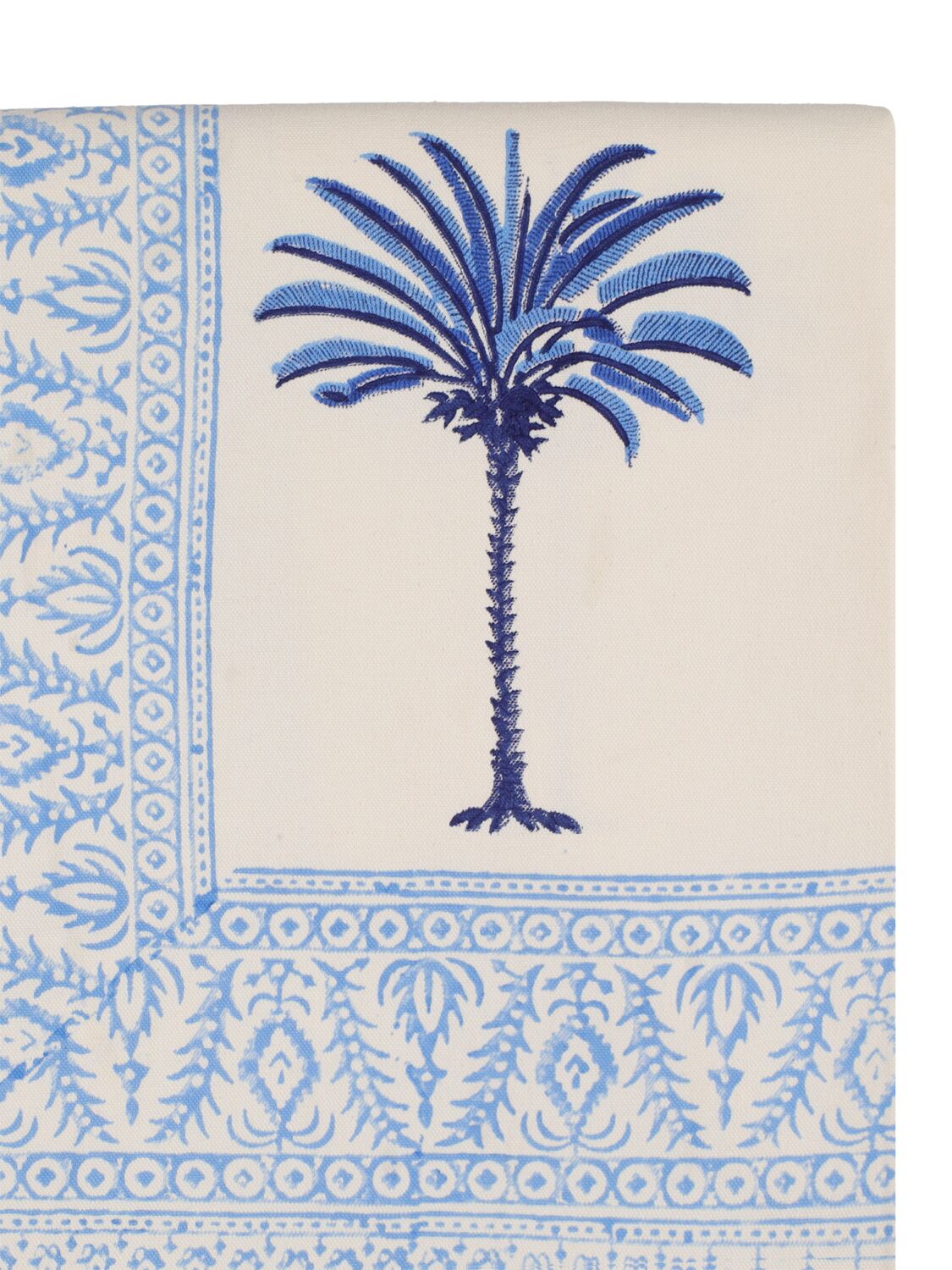 Shop Les Ottomans Handprinted Cotton Tablecloth In Blue
