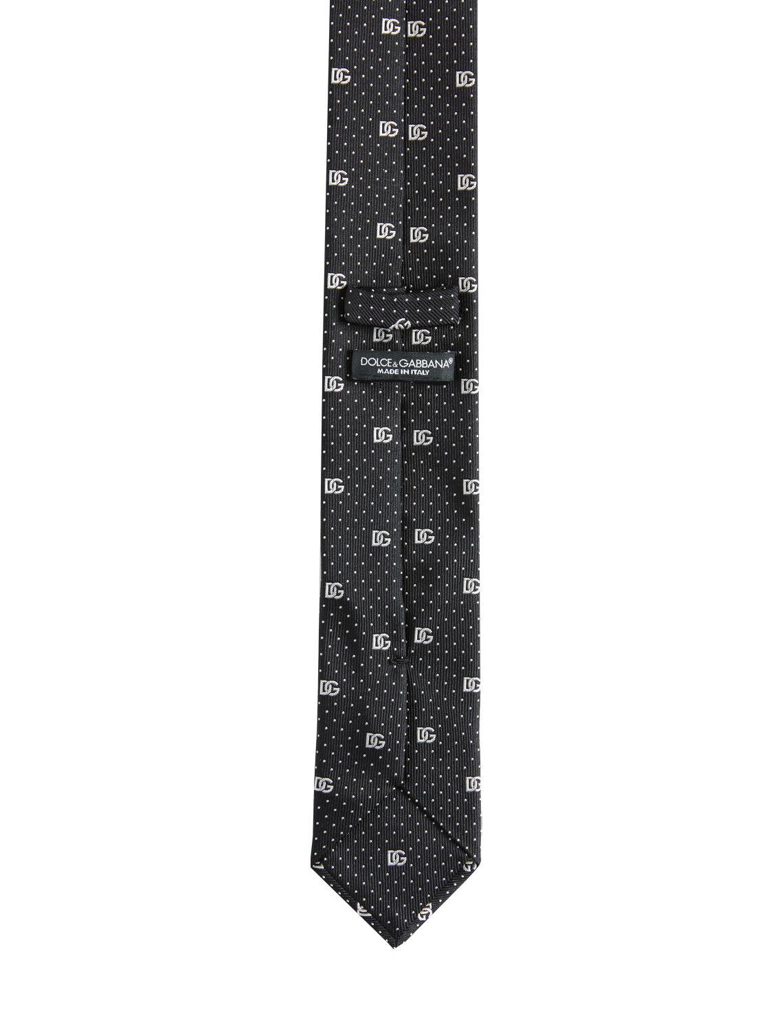 Shop Dolce & Gabbana Jacquard Logo Silk Tie In Black,white