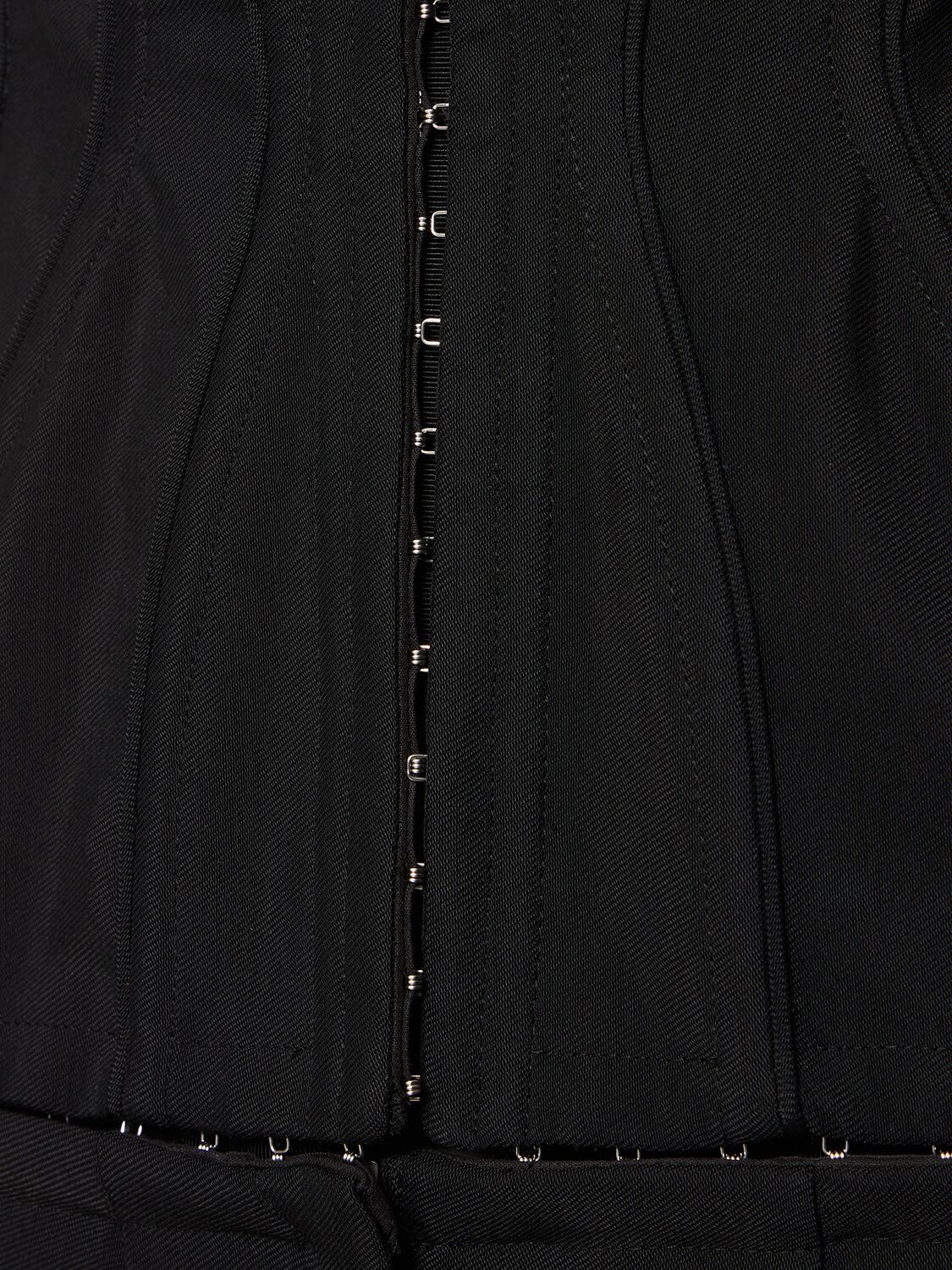 Shop Mugler Twill Off-shoulder Bustier Jumpsuit In Black