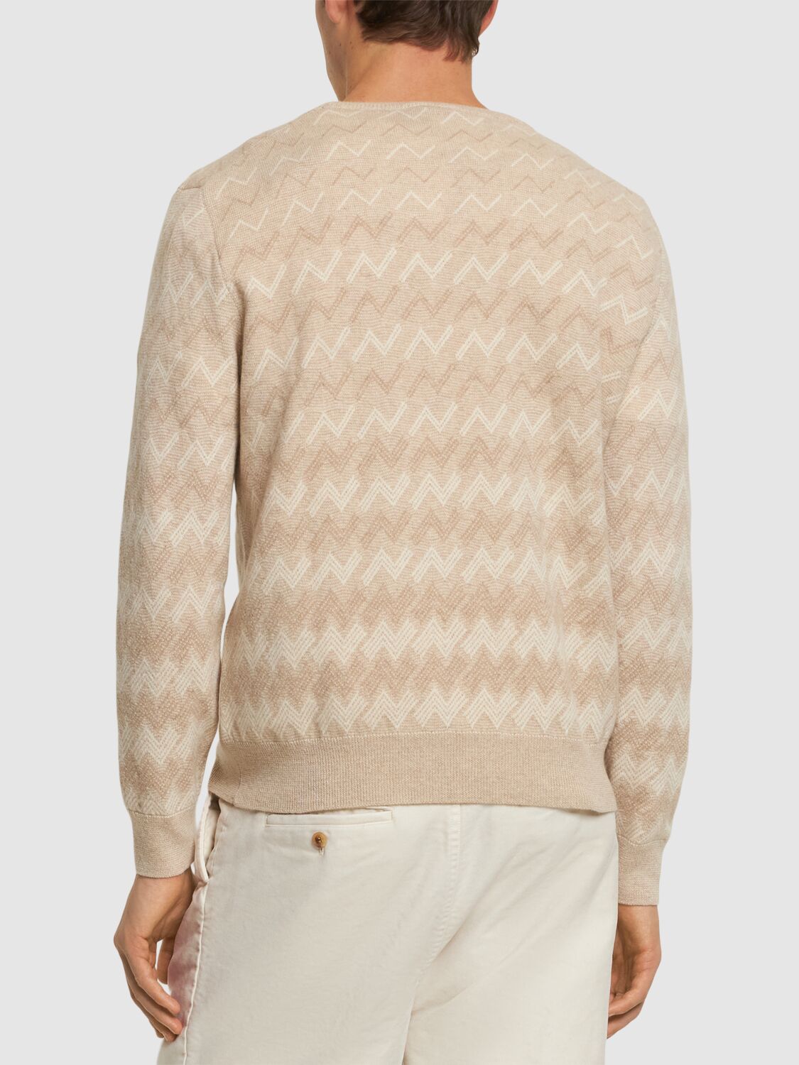 Shop Missoni Monogram Cashmere Knit Sweater In Beige
