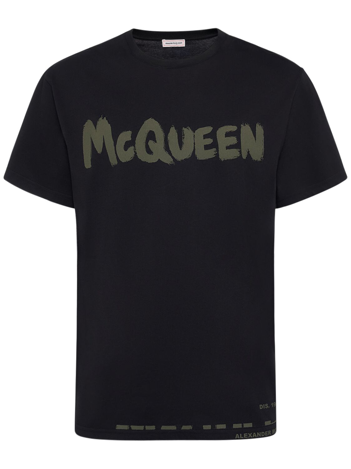 Shop Alexander Mcqueen Graffiti Logo Cotton T-shirt In Black,khaki