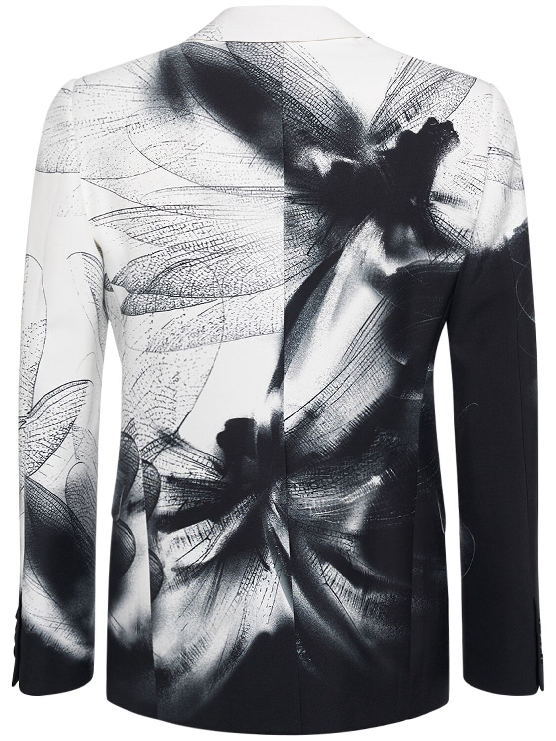 Shop Alexander Mcqueen Dragonfly Shadow Printed Viscose Jacket In Black,white