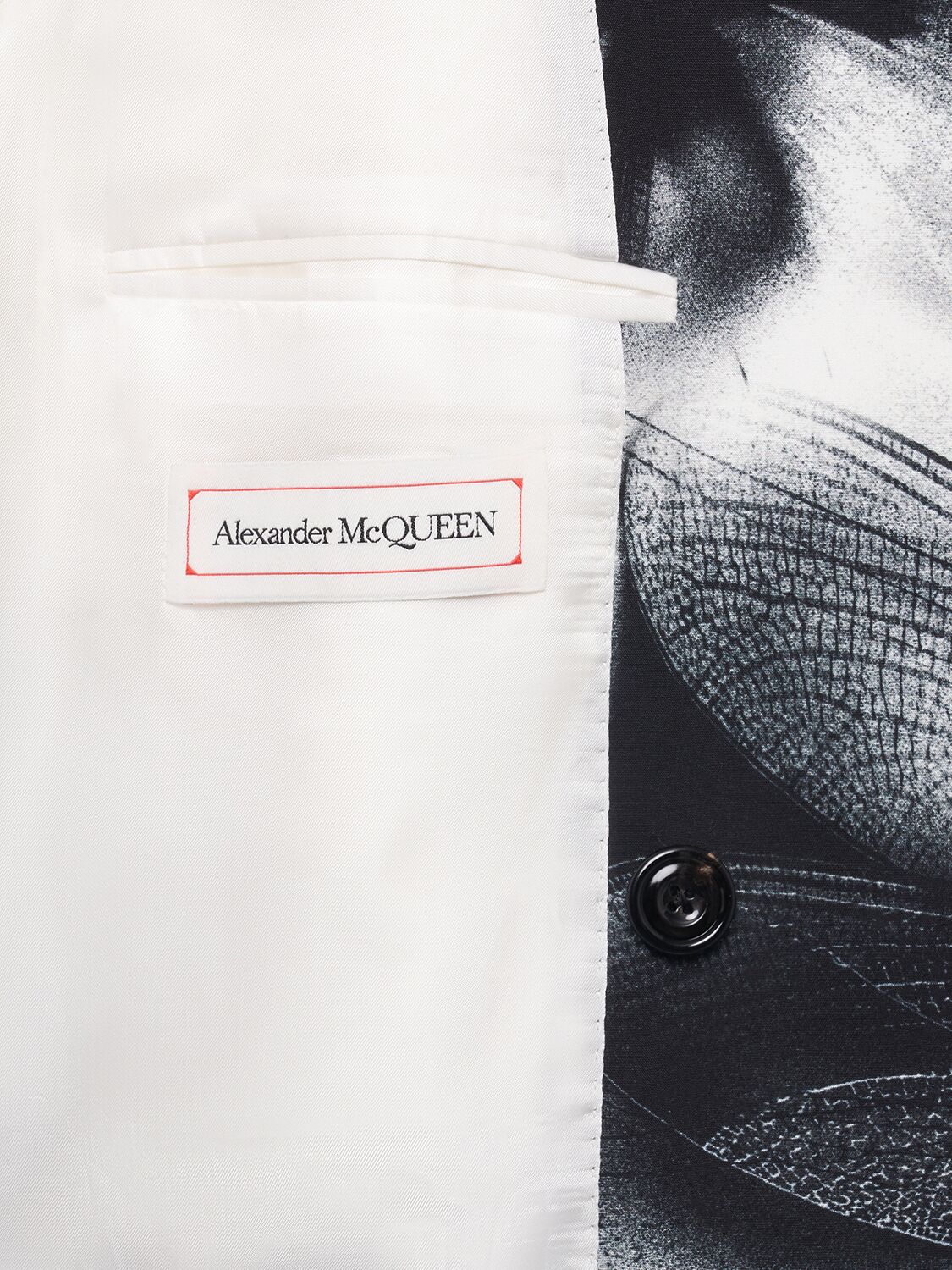 Shop Alexander Mcqueen Dragonfly Shadow Printed Viscose Jacket In Black,white