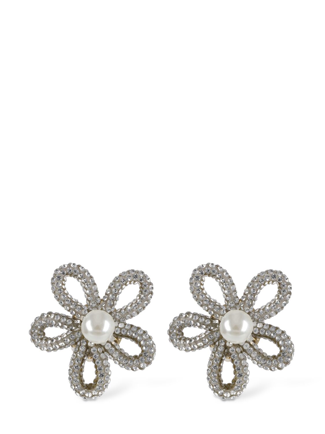 Rosantica Gaia Crystal & Faux Pearl Stud Earrings In Silver