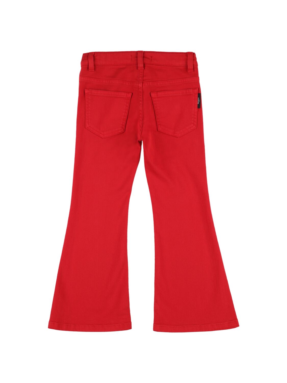Shop Balmain Cotton Blend Flared Denim Jeans In Red