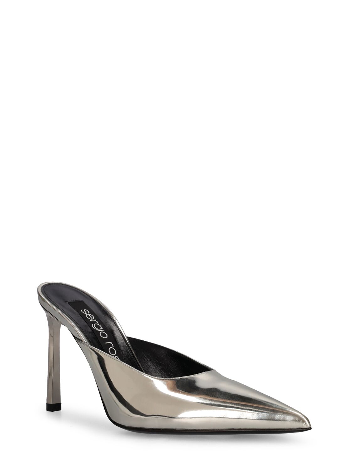 Shop Sergio Rossi 95mm Metallic Leather Mules In Silver