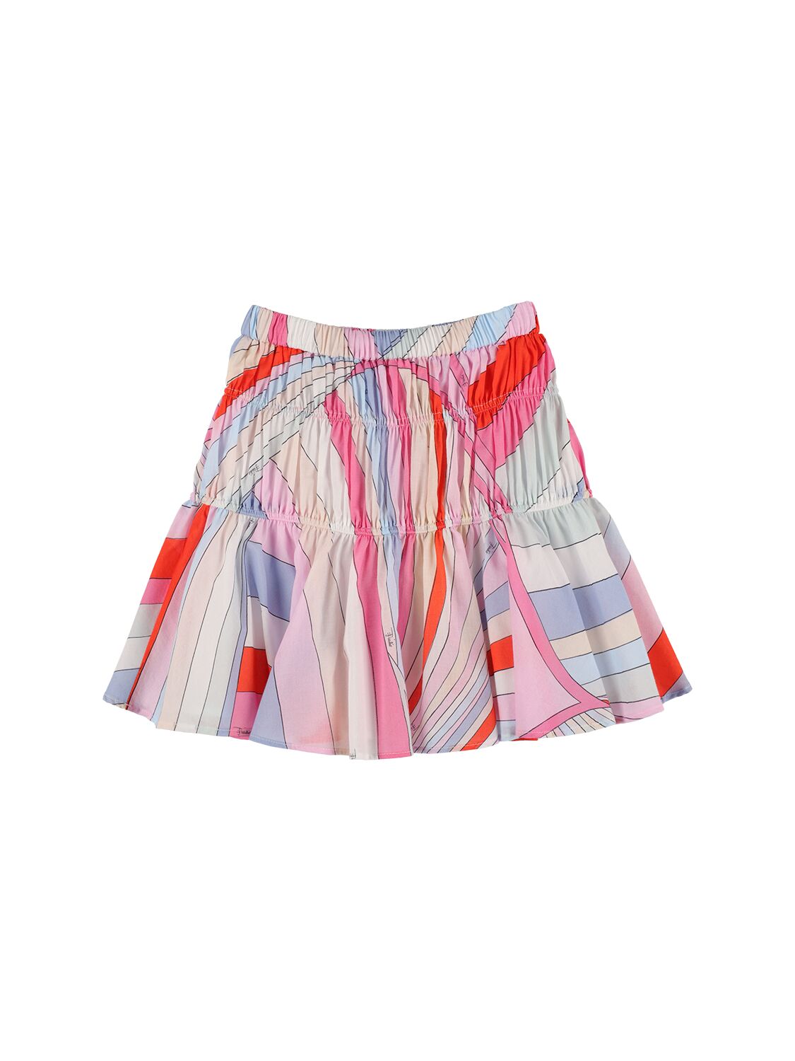 Pucci Kids' Printed Cotton Muslin Mini Skirt In Ivory,multi