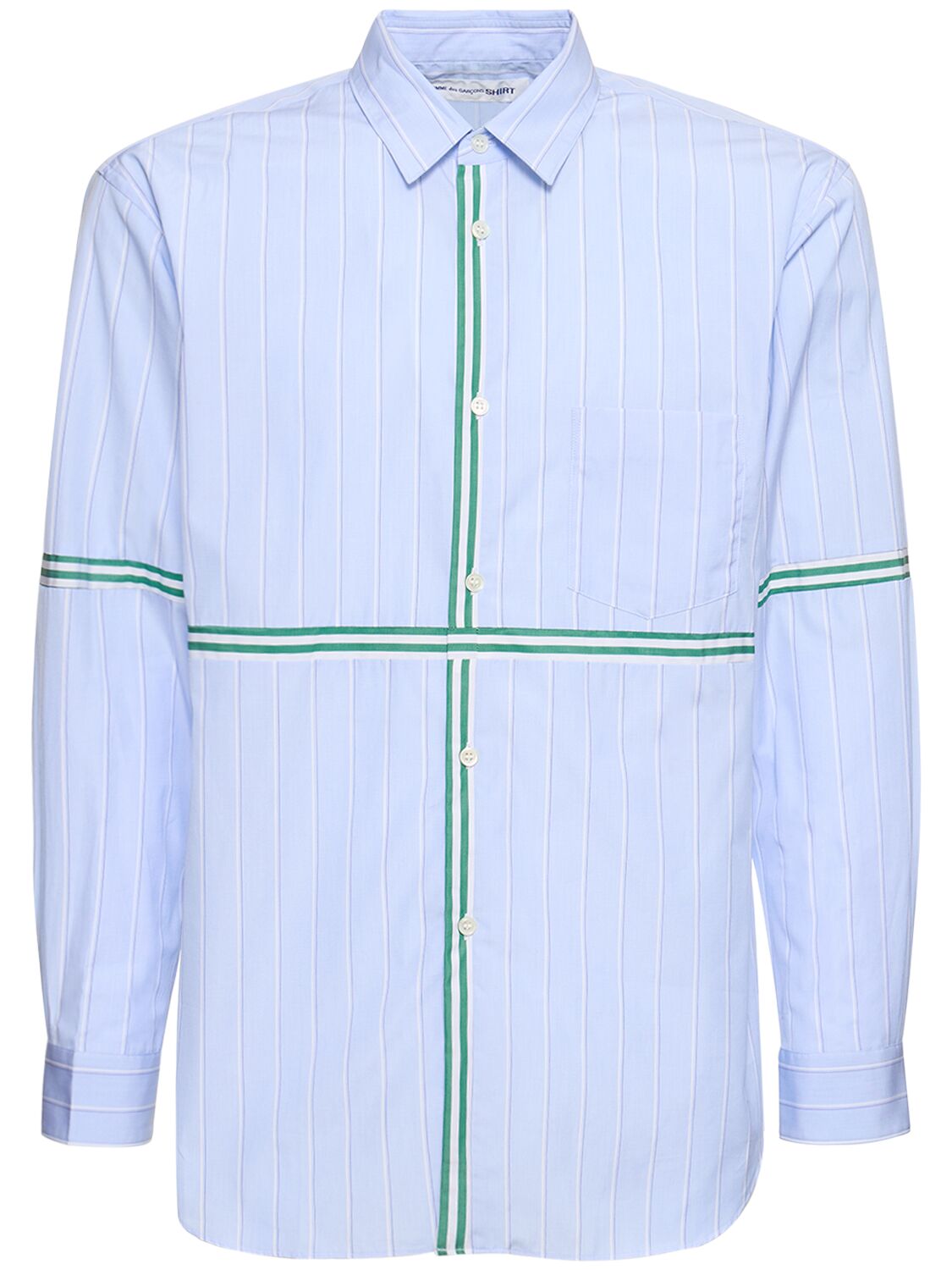 Comme Des Garçons Shirt Striped Cotton Poplin Shirt In Blue,white