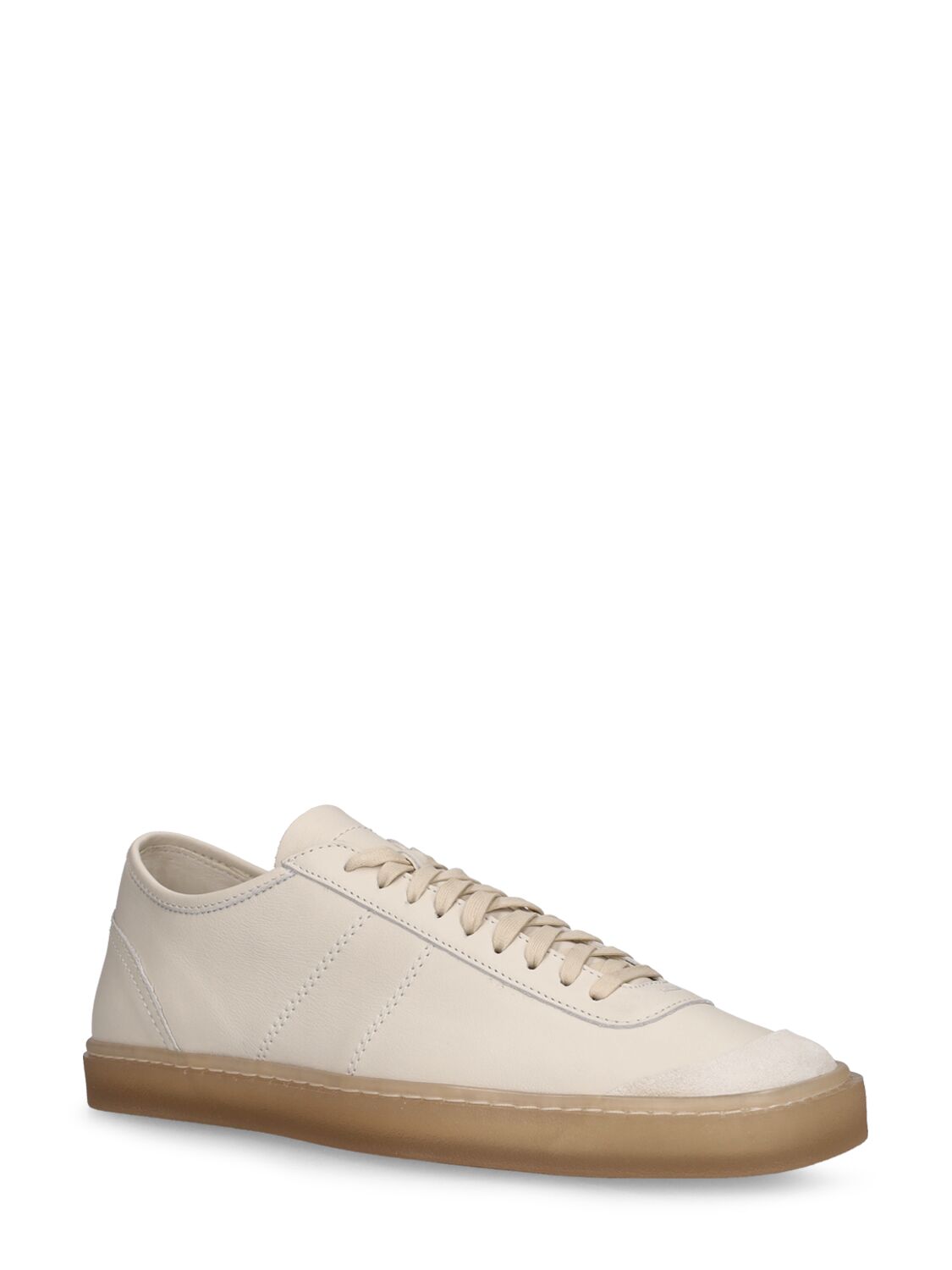 Shop Lemaire Leather Low Top Sneakers In Clay White
