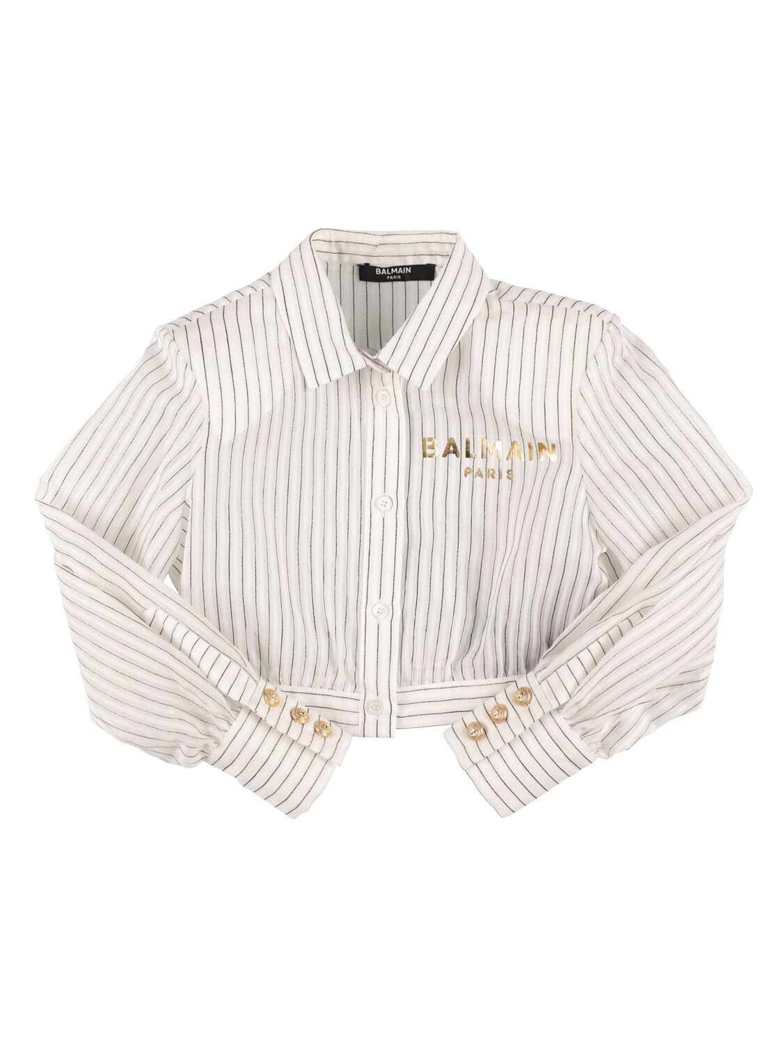 Balmain Kids' Cotton & Silk Jacquard Muslin Shirt In White