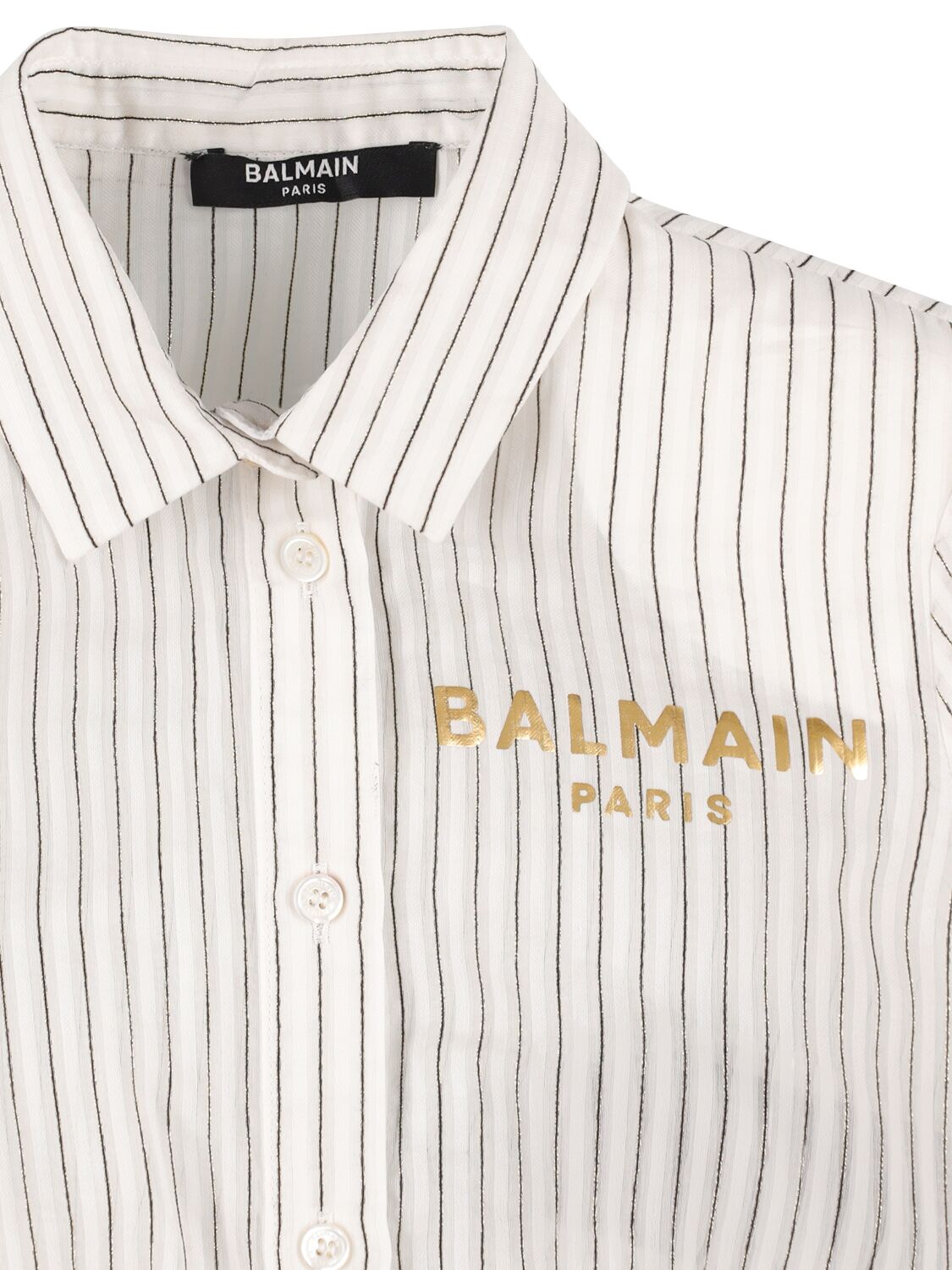 Shop Balmain Cotton & Silk Jacquard Muslin Shirt In White