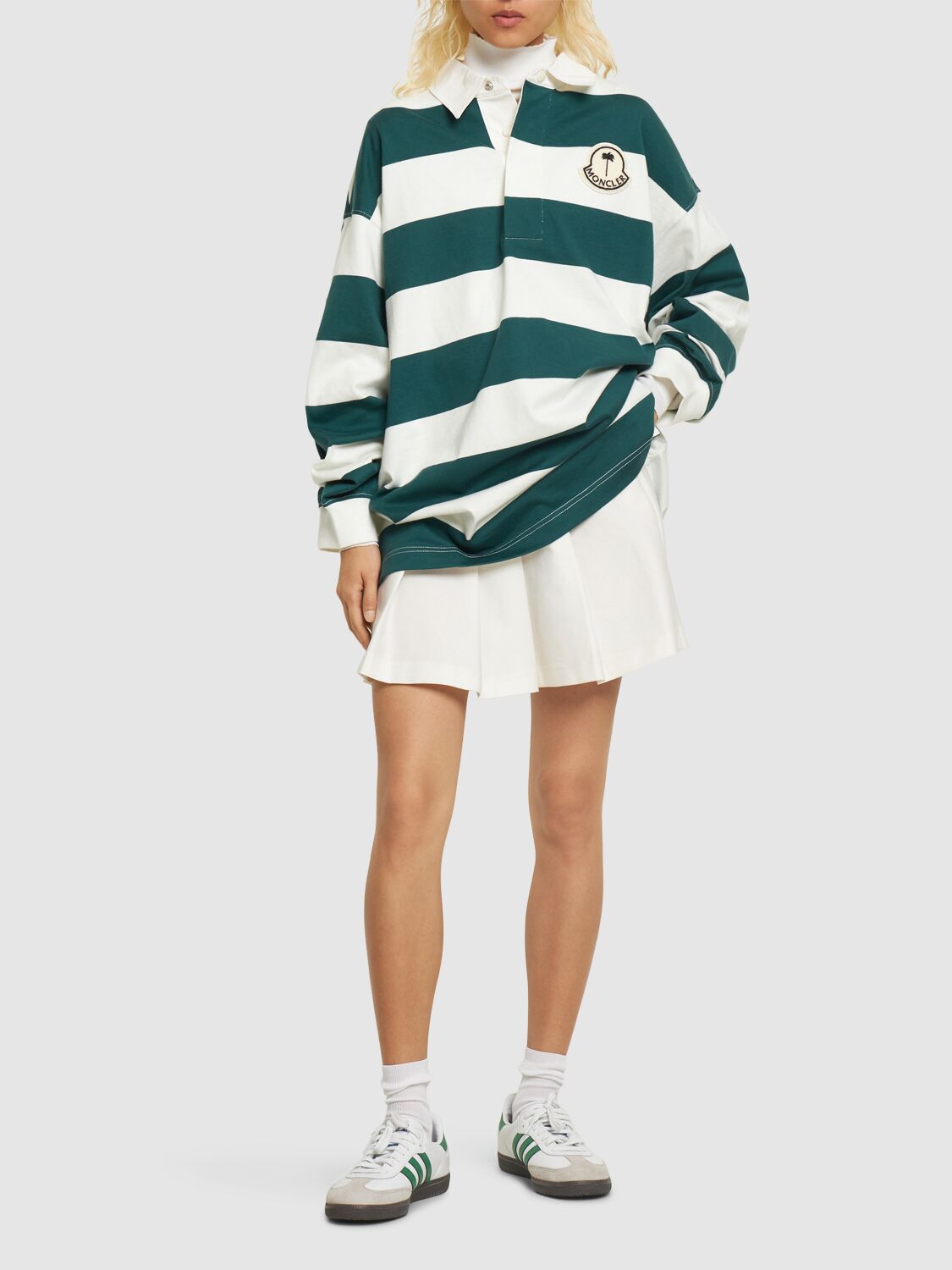 Shop Moncler Genius Moncler X Palm Angels Jersey Polo Shirt In Green,white