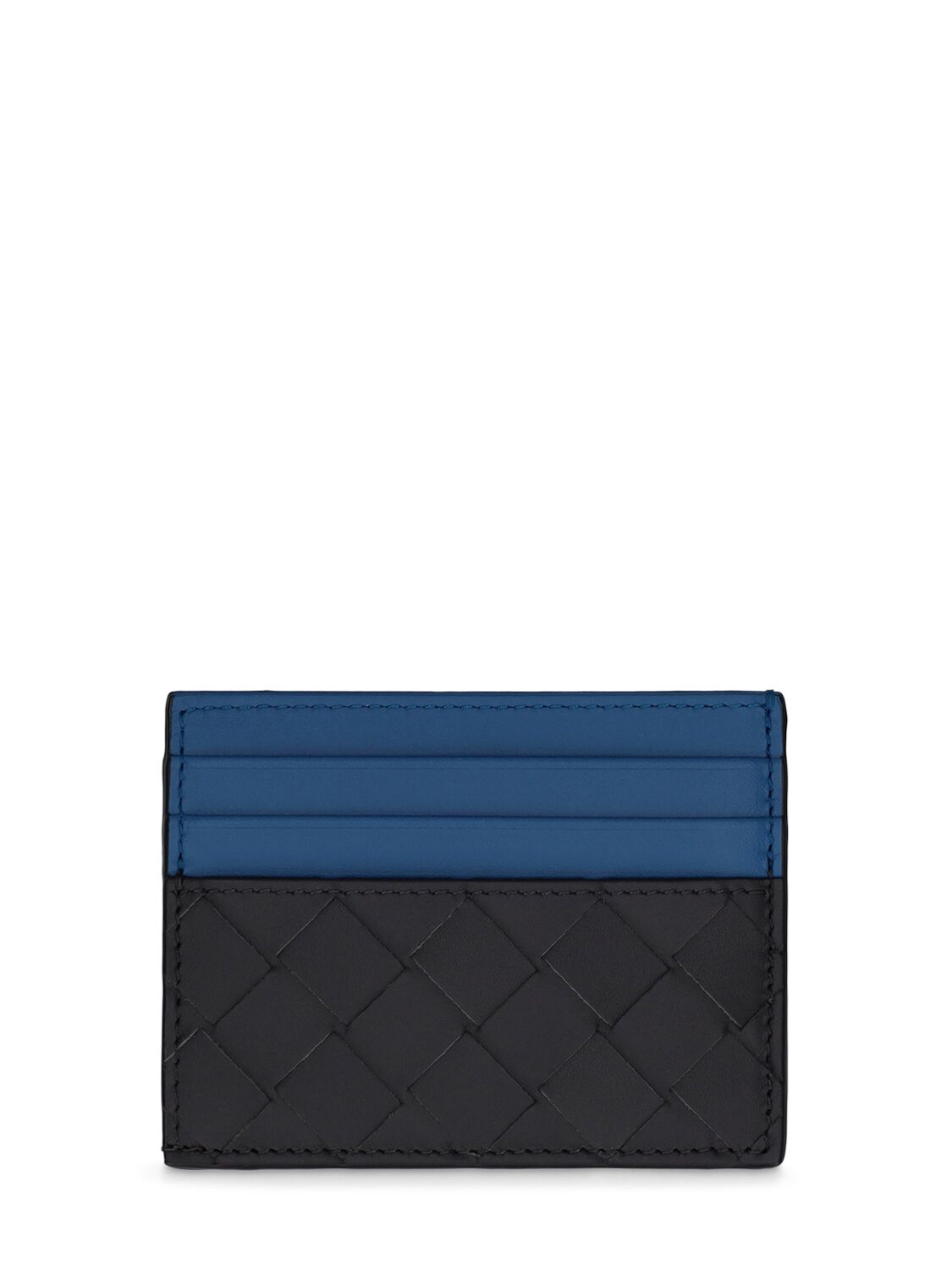 Bottega Veneta Intrecciato Leather Credit Card Case In Ardoise,blue